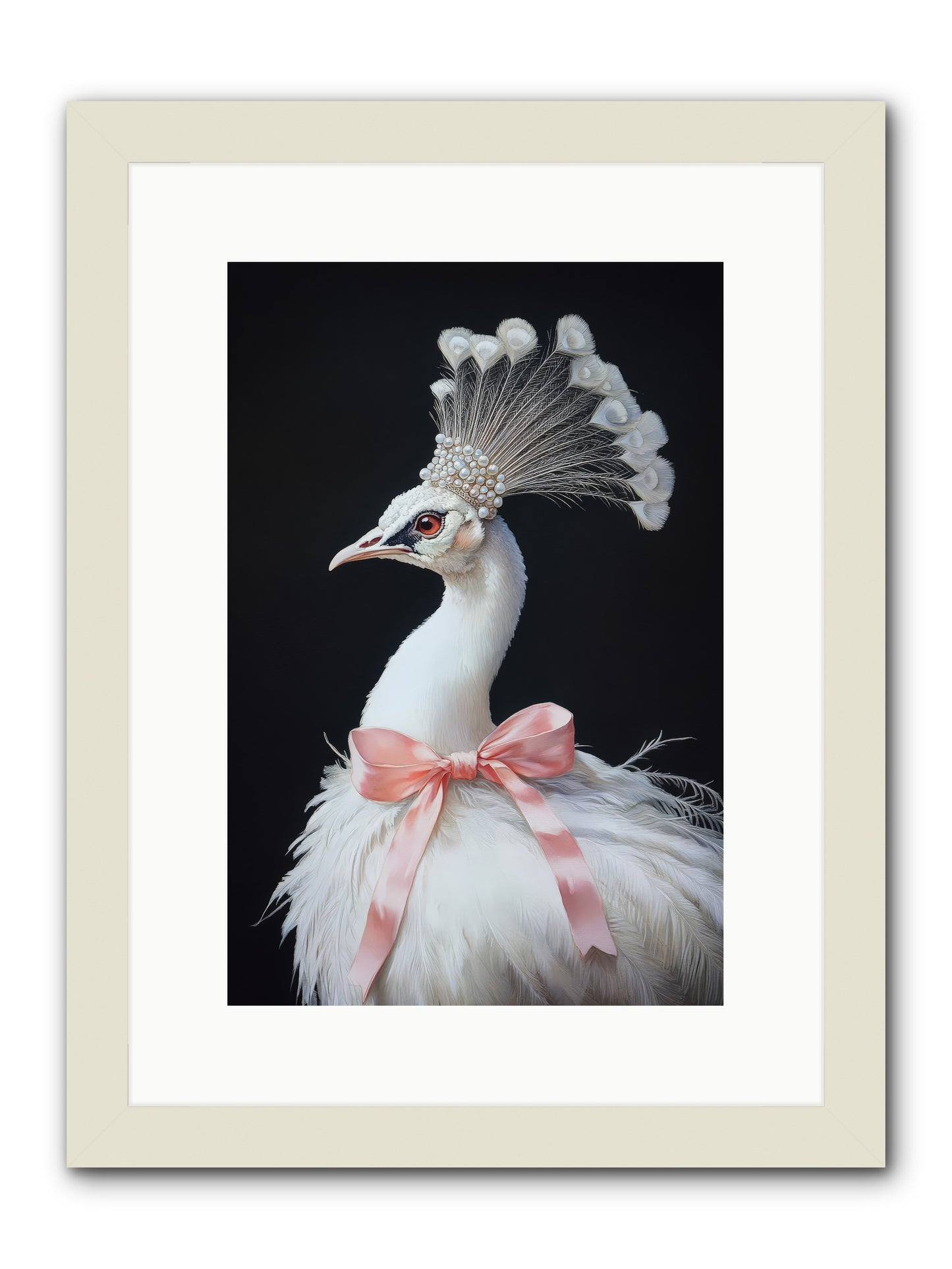Frost Feathered Majesty -- Framed Print - White 10x15