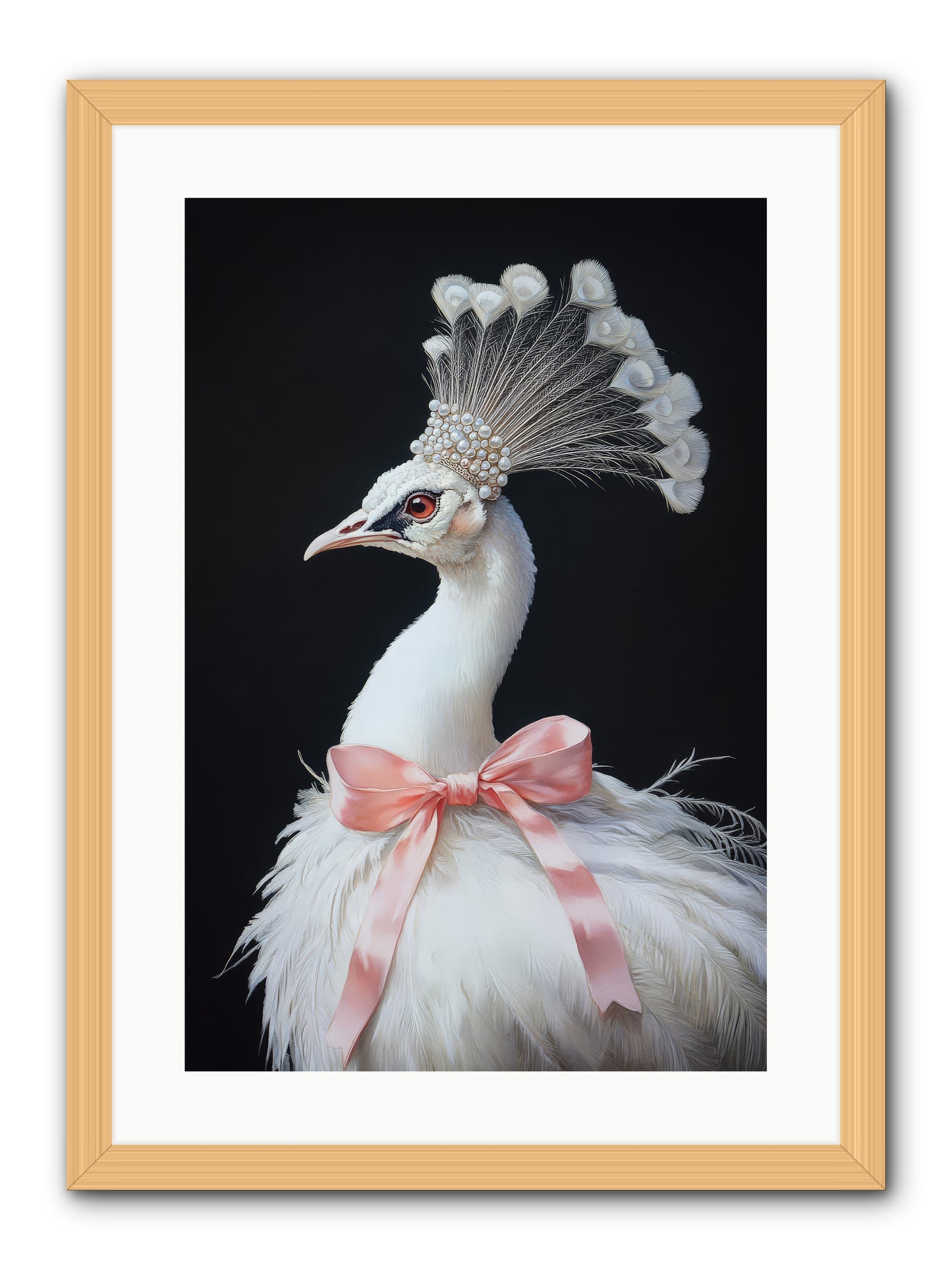 Frost Feathered Majesty -- Framed Print - Natural 16x24