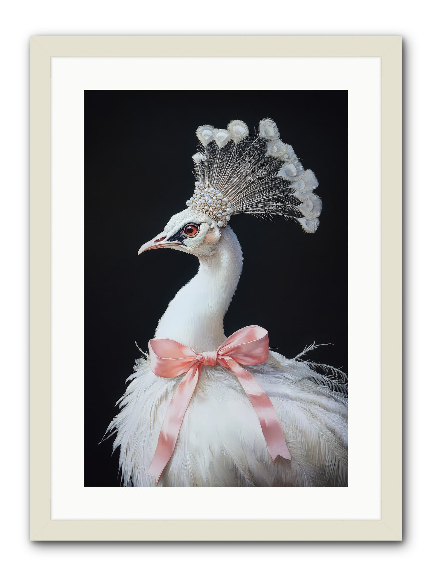 Frost Feathered Majesty -- Framed Print - White 16x24