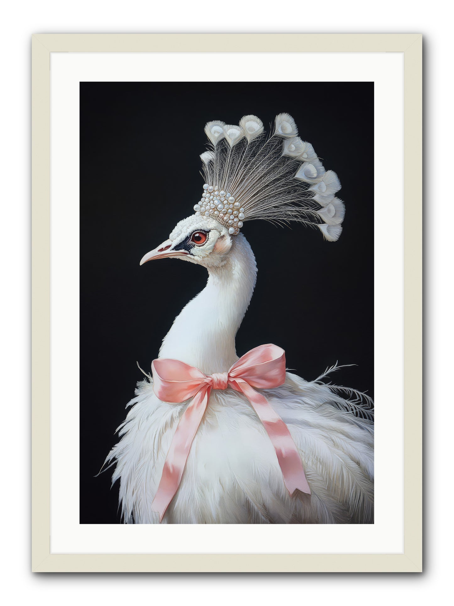 Frost Feathered Majesty -- Framed Print - White 20x30