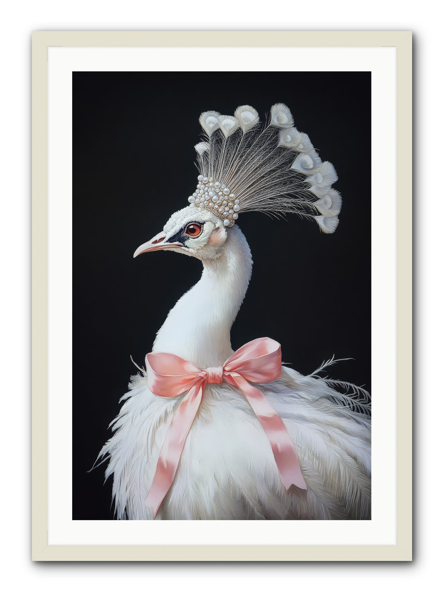 Frost Feathered Majesty -- Framed Print - White 24x36