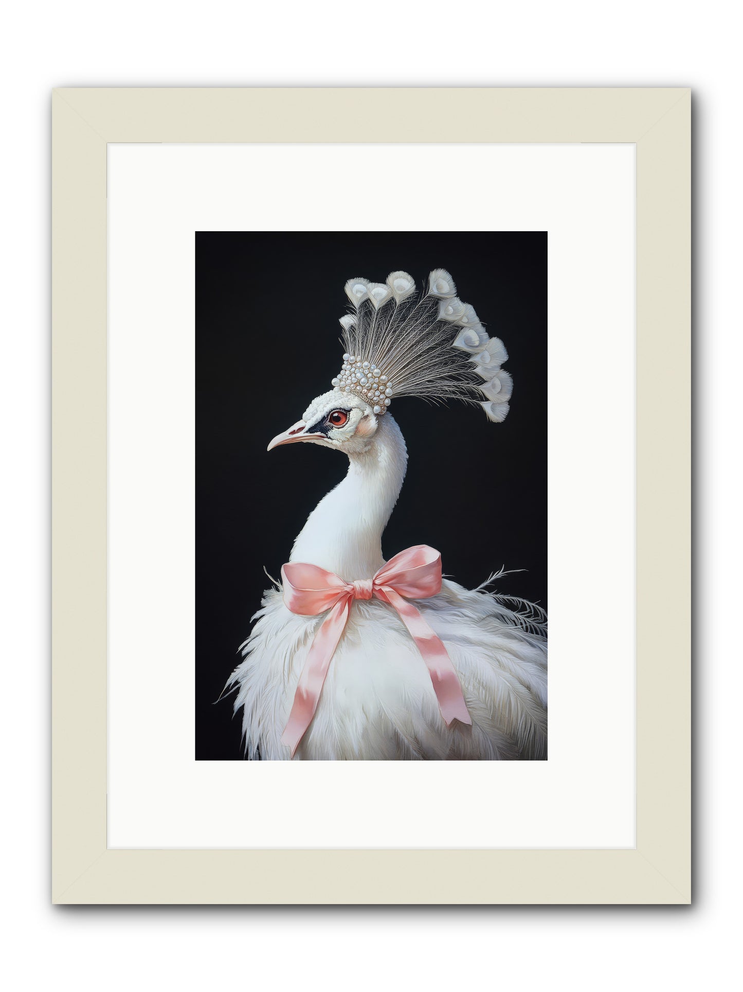 Frost Feathered Majesty -- Framed Print - White 8x12