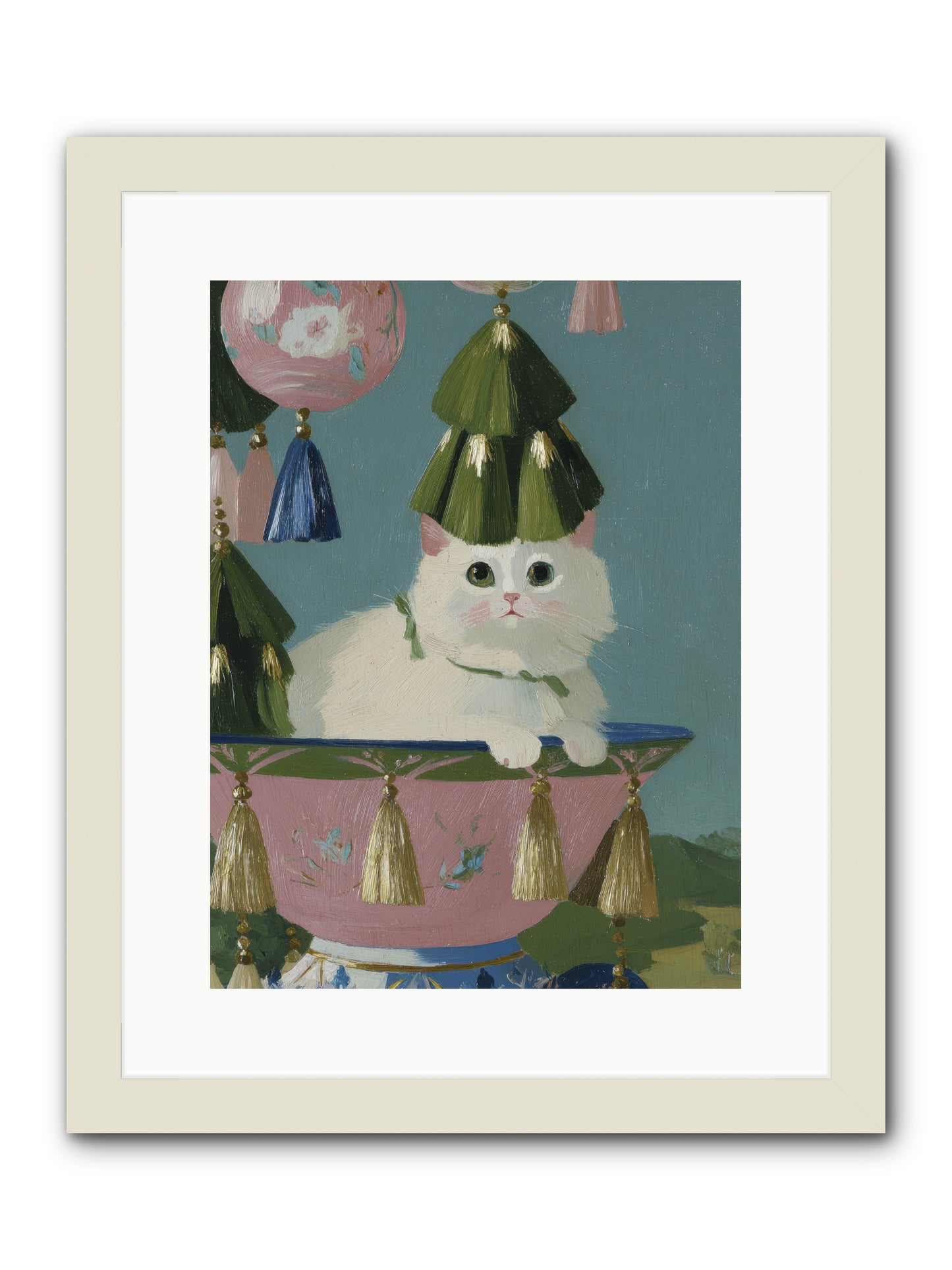 Frosty Morning Mischief -- Framed Print - White 12x16