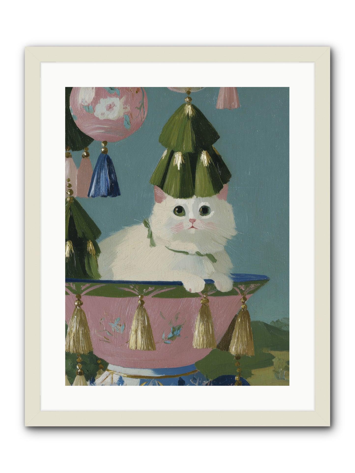 Frosty Morning Mischief -- Framed Print - White 18x24