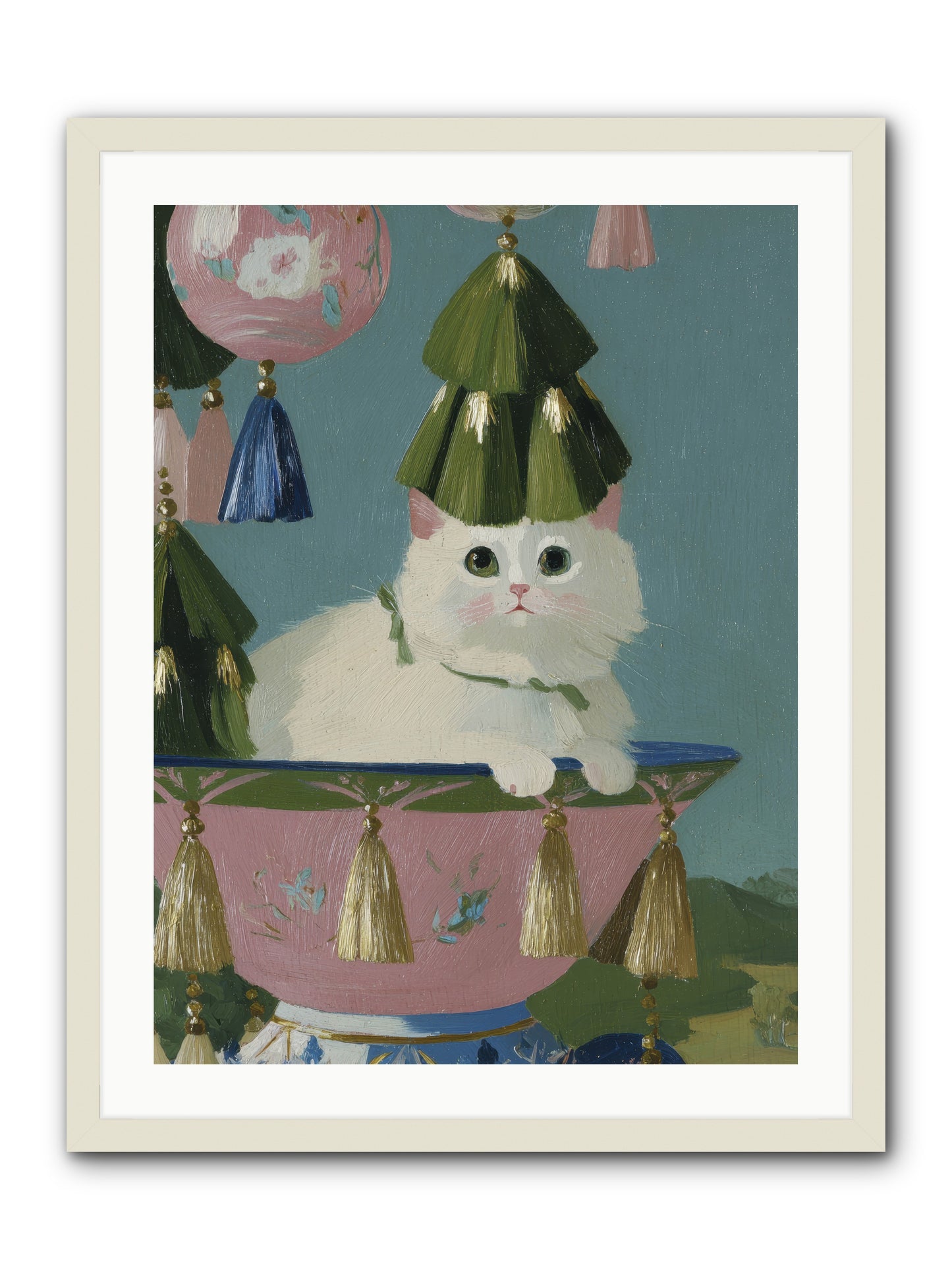 Frosty Morning Mischief -- Framed Print - White 24x32