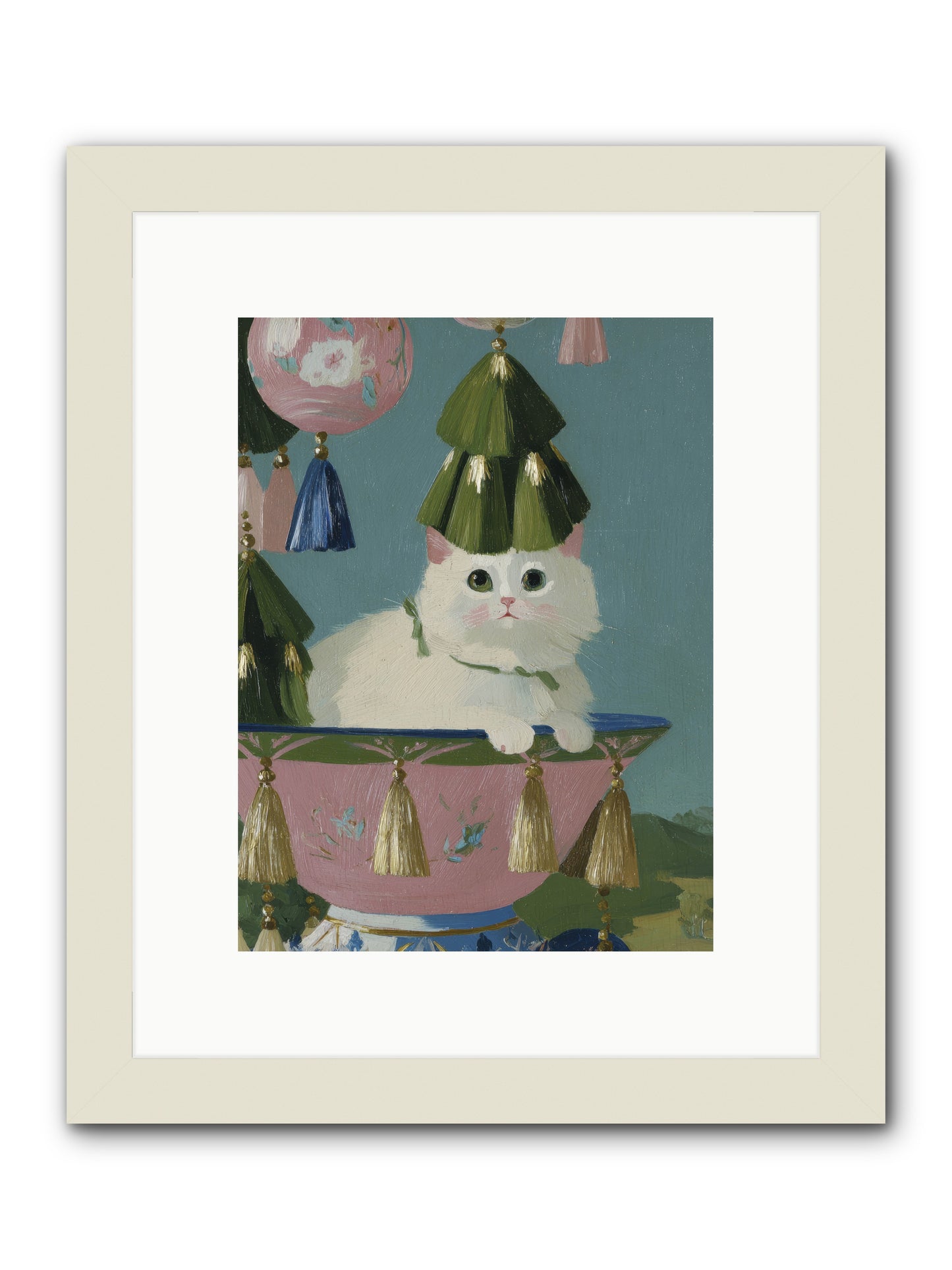Frosty Morning Mischief -- Framed Print - White 9x12
