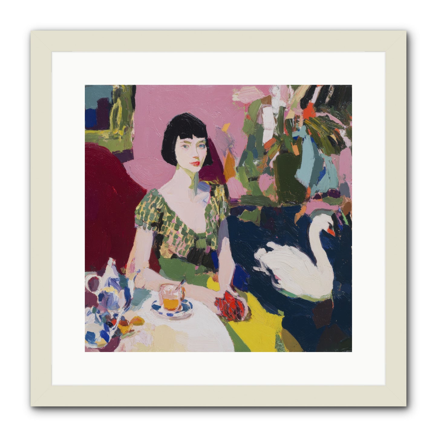 Garden Confidante -- Framed Print - White 16x16