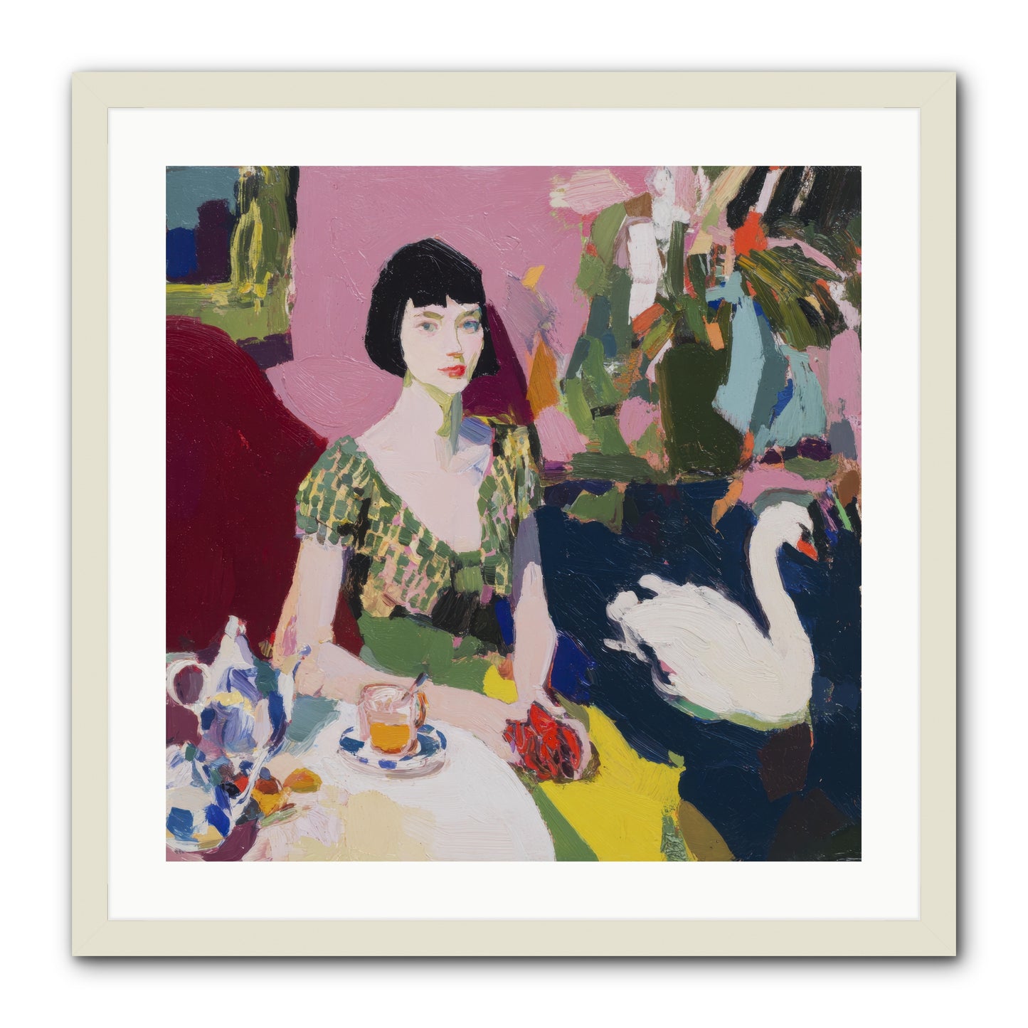 Garden Confidante -- Framed Print - White 24x24