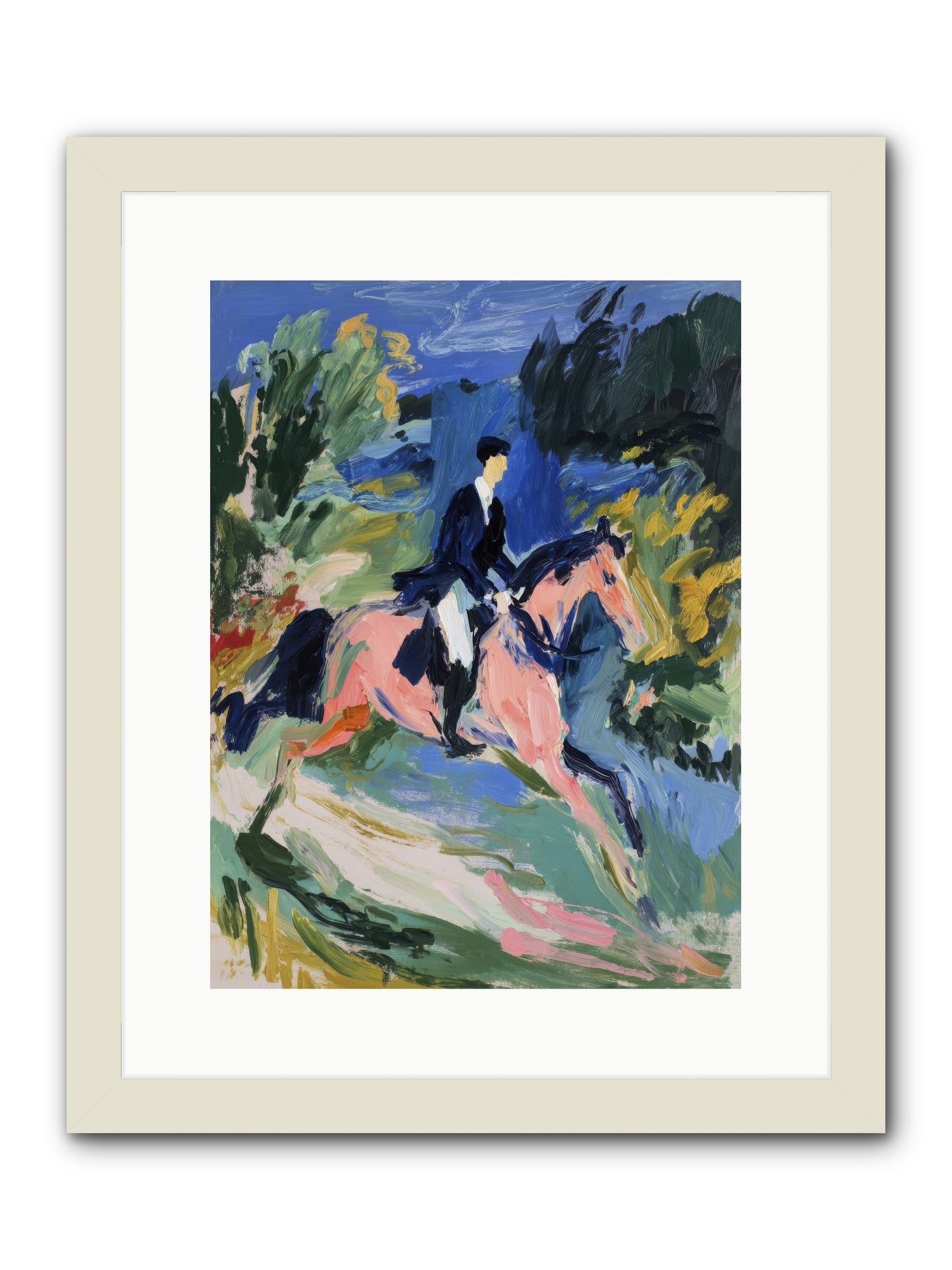 Garden Path Gallop -- Framed Print - White 12x16