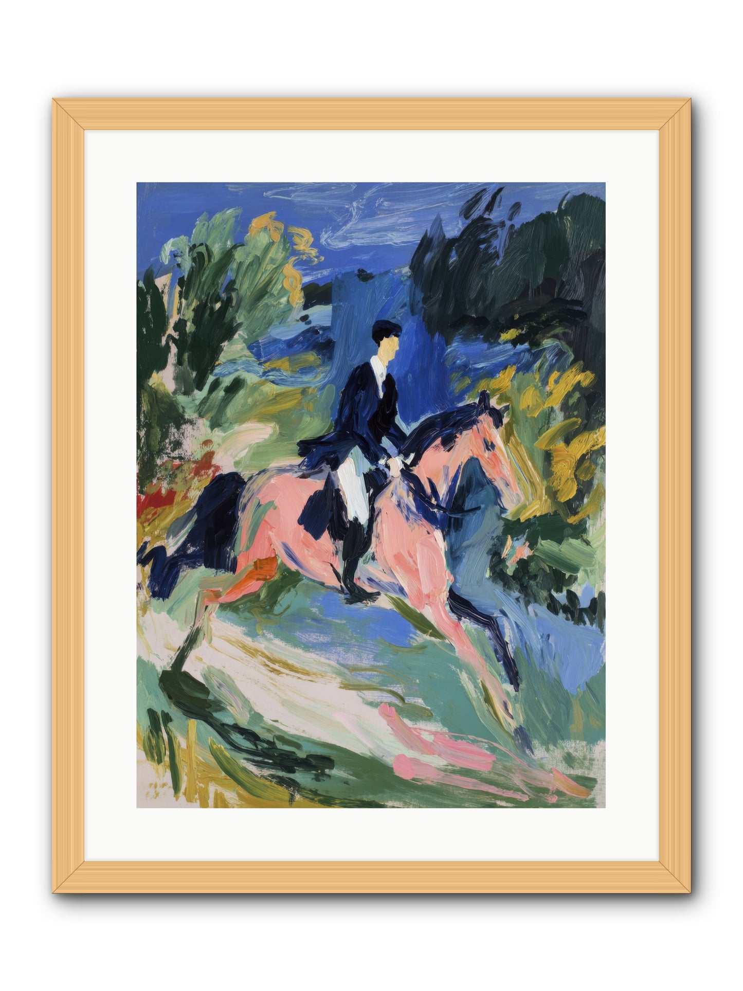 Garden Path Gallop -- Framed Print - Natural 18x24