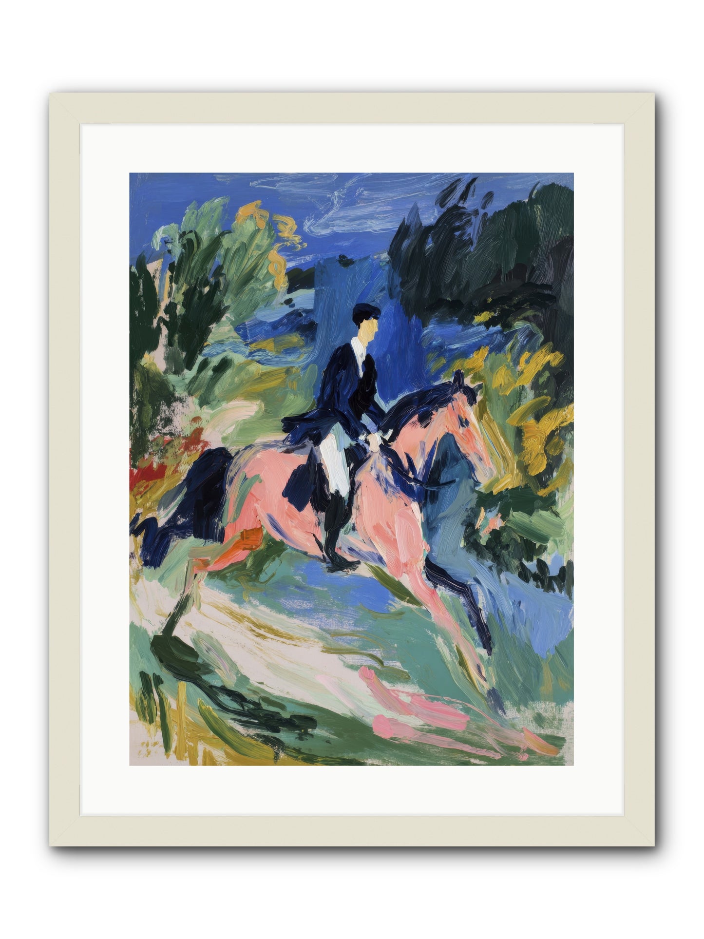 Garden Path Gallop -- Framed Print - White 18x24