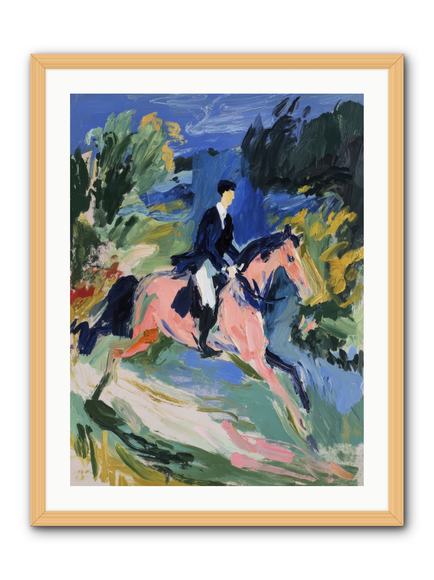 Garden Path Gallop -- Framed Print - Natural 24x32