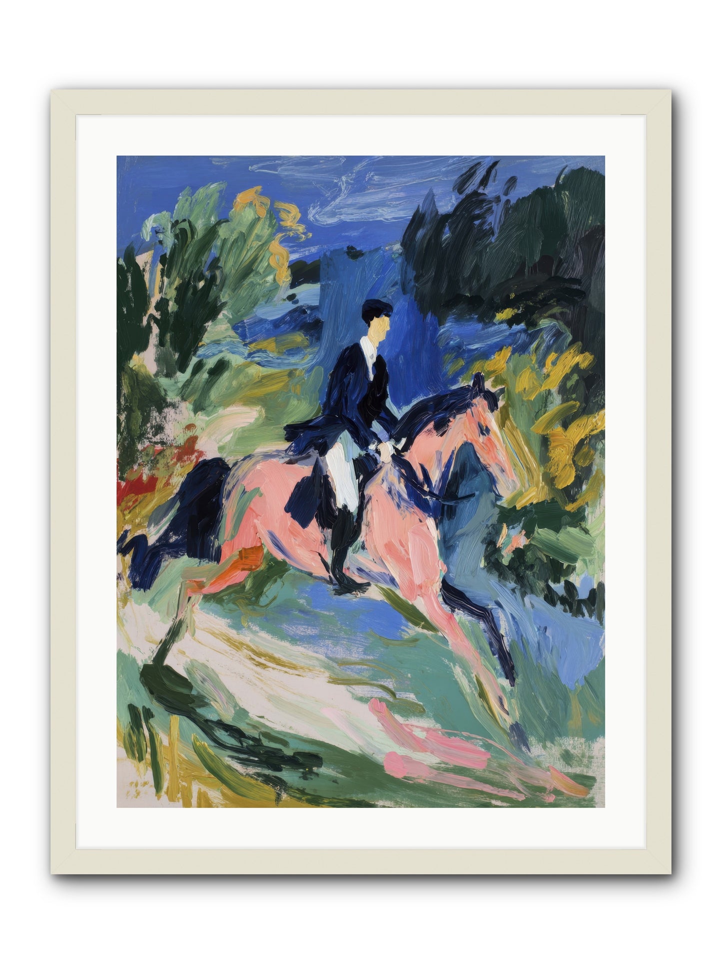Garden Path Gallop -- Framed Print - White 24x32