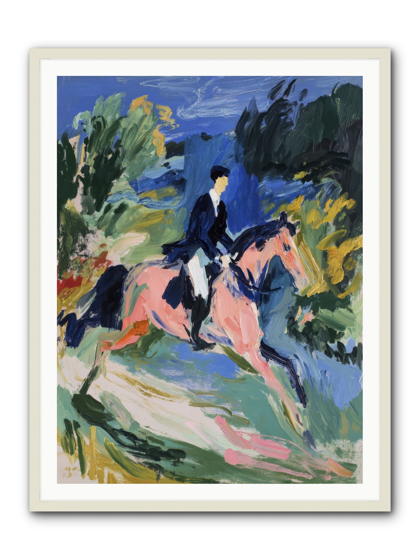 Garden Path Gallop -- Framed Print - White 36x48