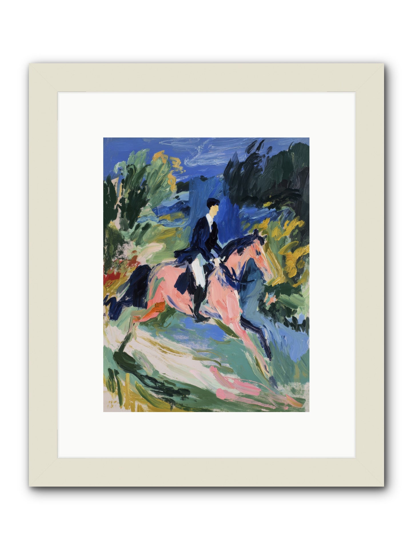 Garden Path Gallop -- Framed Print - White 9x12