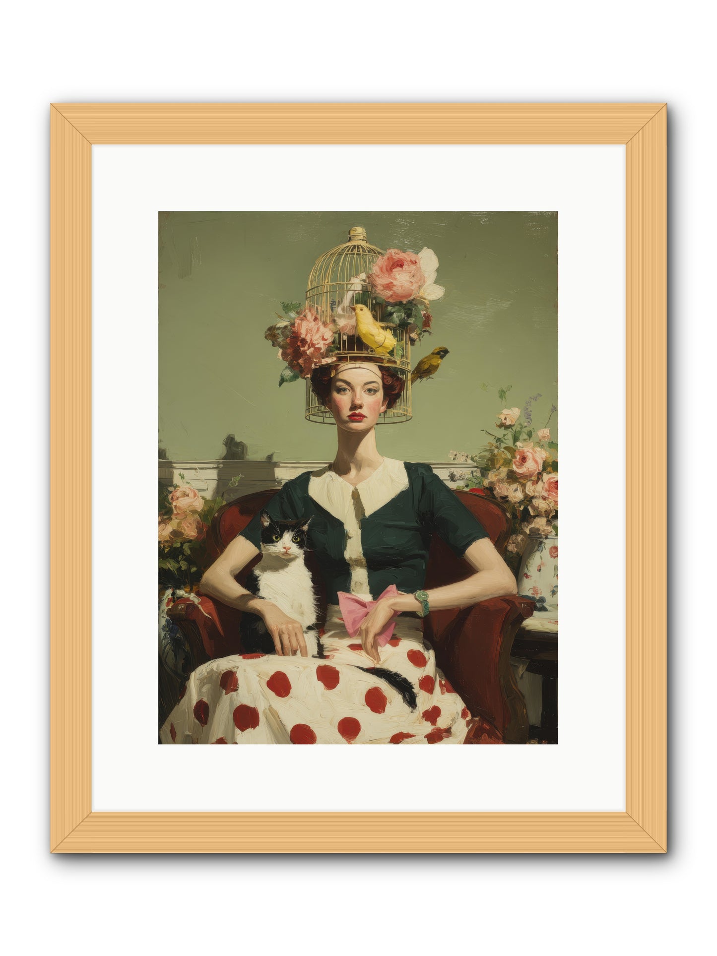 Gardenia & the Telephone Line -- Framed Print - Natural 12x16