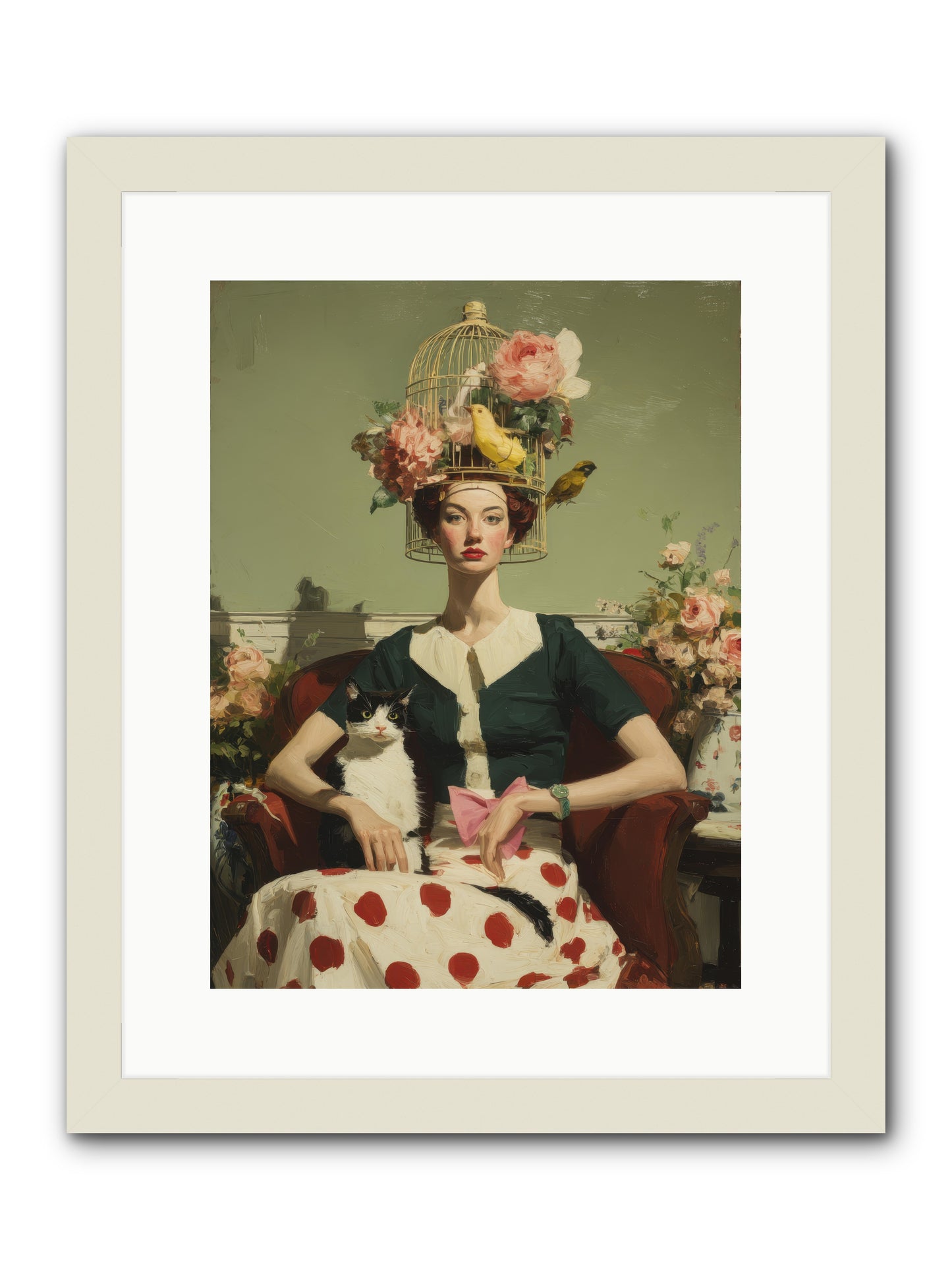 Gardenia & the Telephone Line -- Framed Print - White 12x16