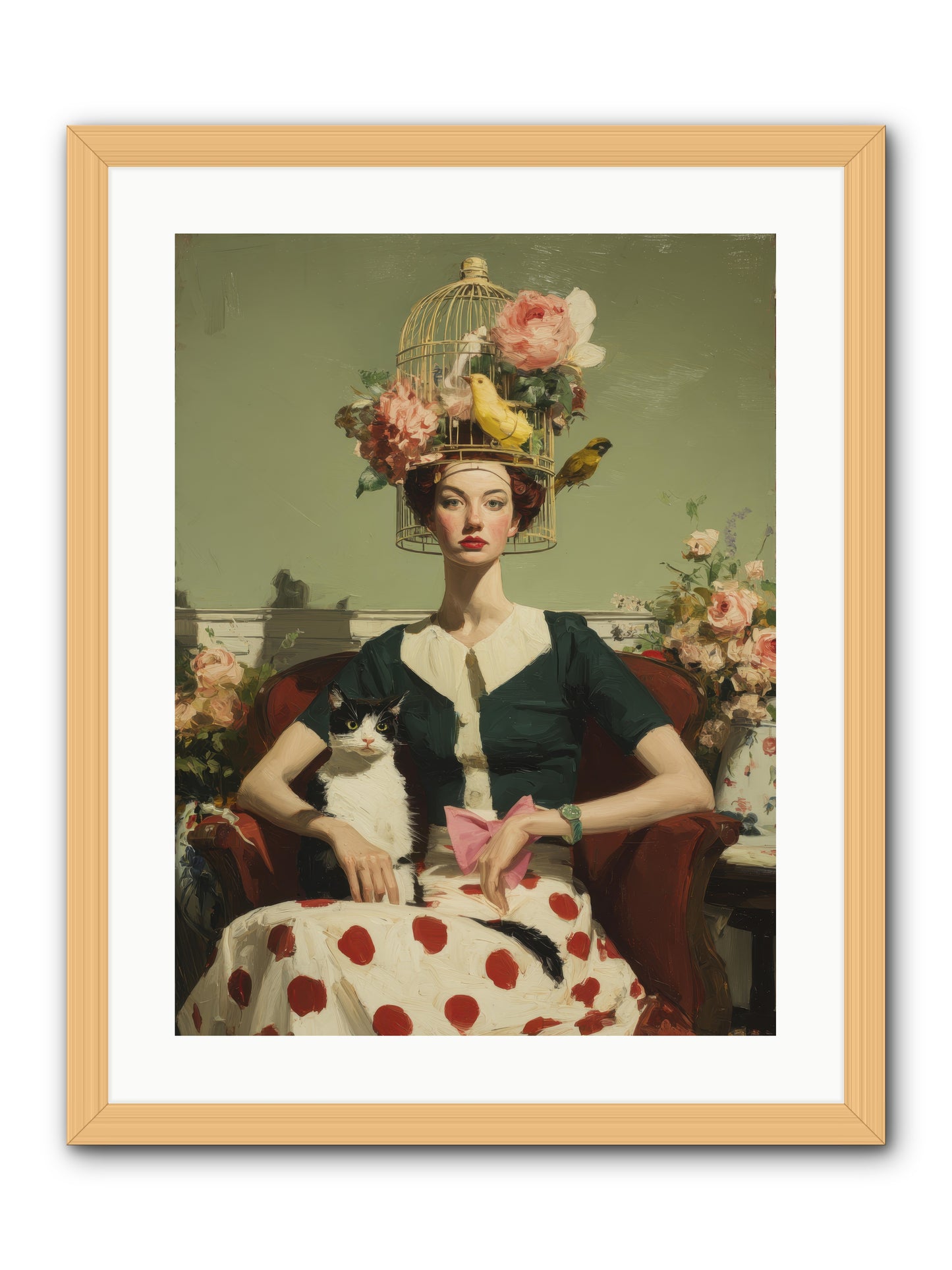 Gardenia & the Telephone Line -- Framed Print - Natural 18x24