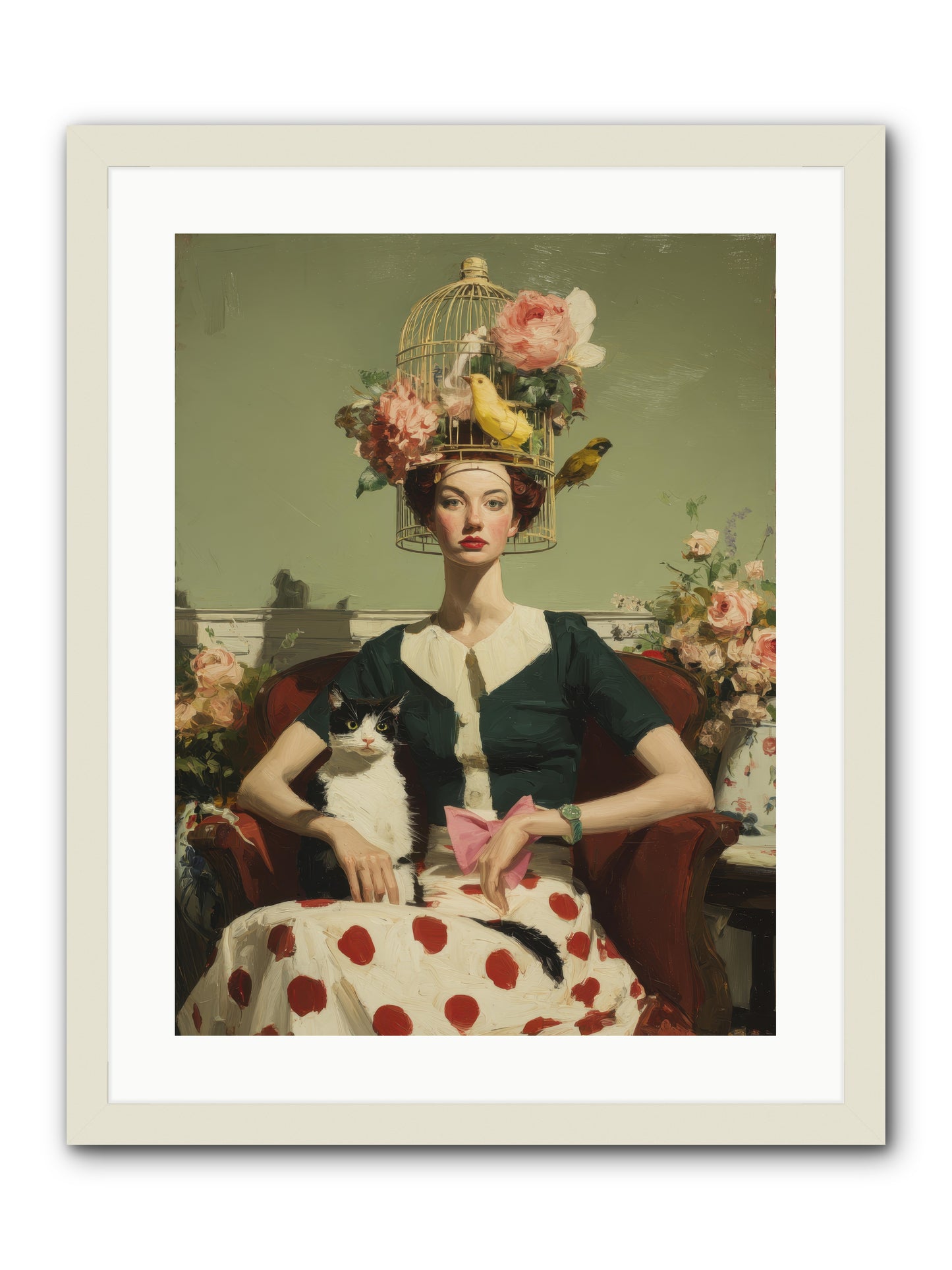 Gardenia & the Telephone Line -- Framed Print - White 18x24