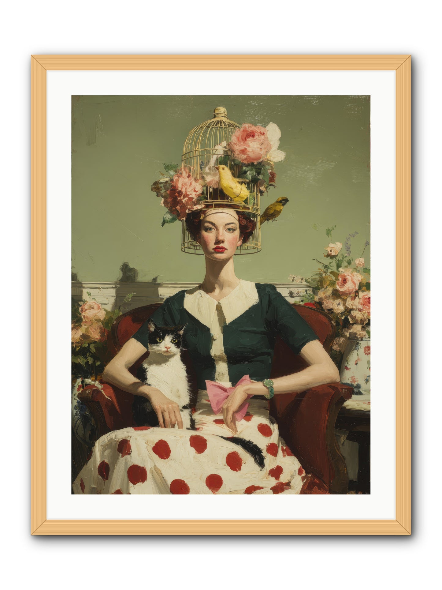 Gardenia & the Telephone Line -- Framed Print - Natural 24x32