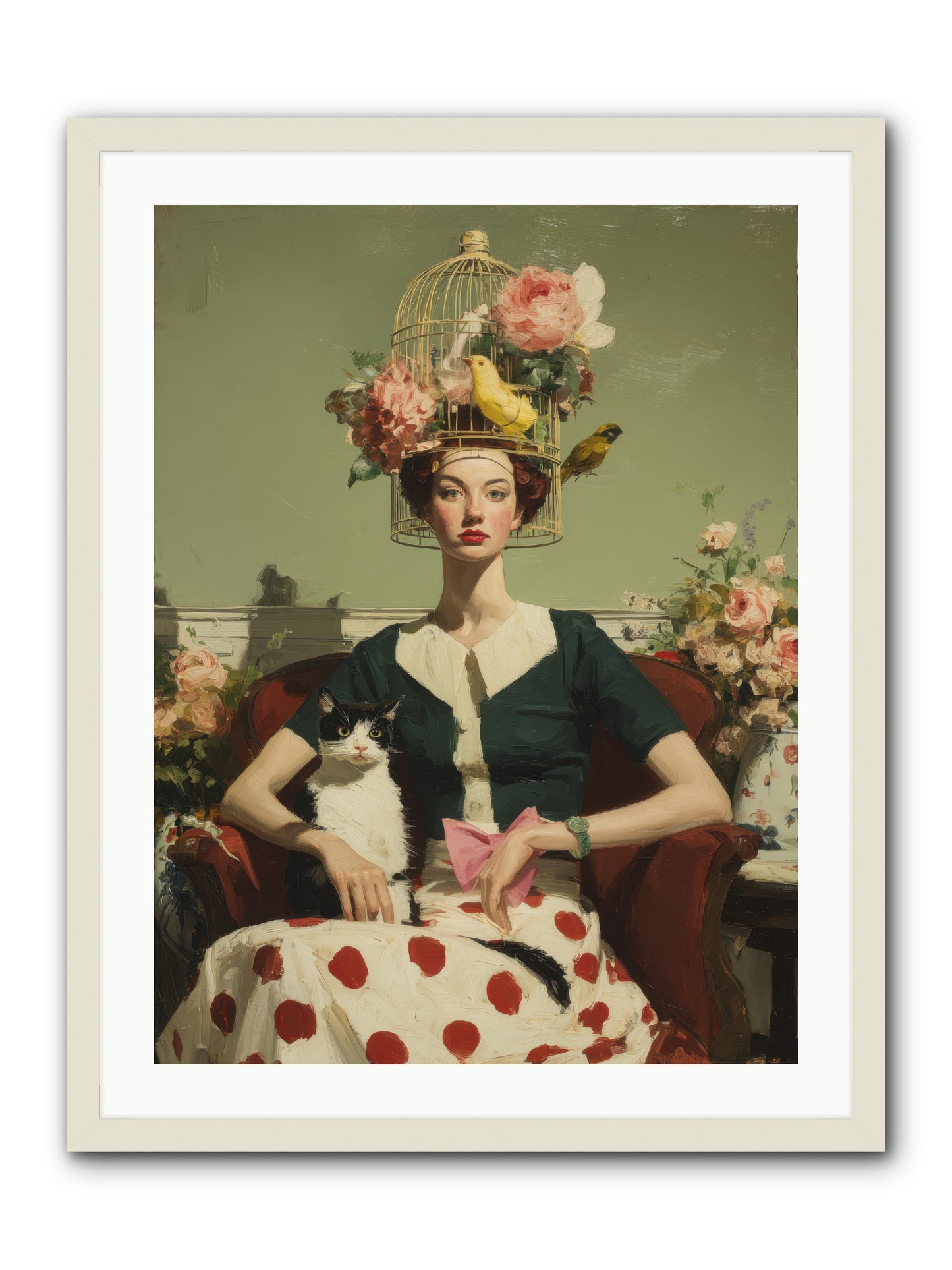 Gardenia & the Telephone Line -- Framed Print - White 24x32