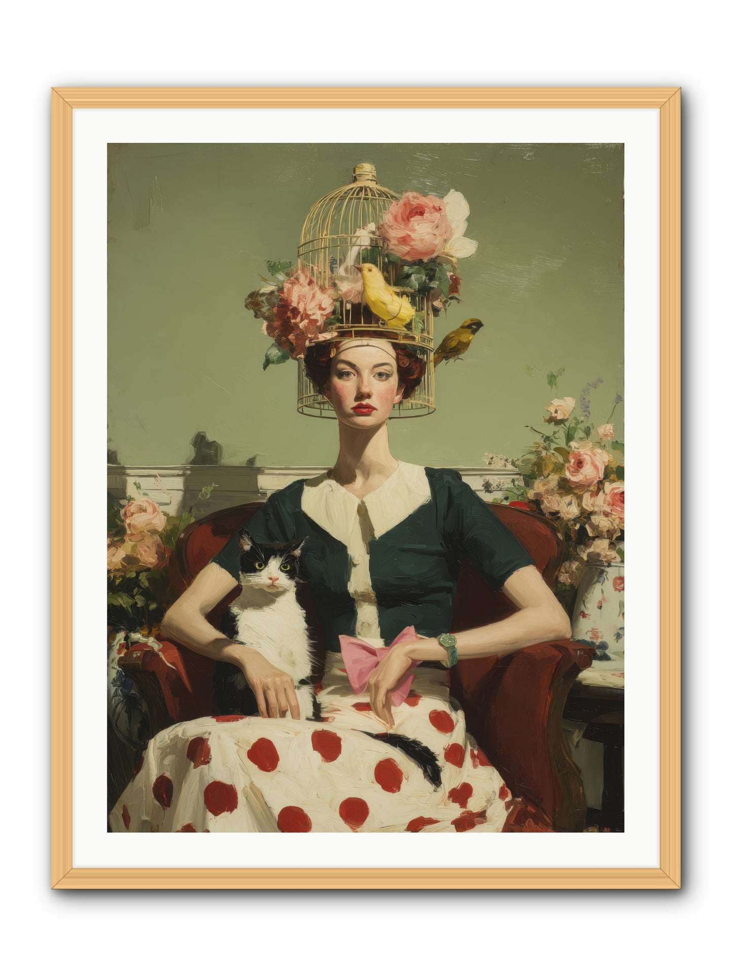 Gardenia & the Telephone Line -- Framed Print - Natural 30x40
