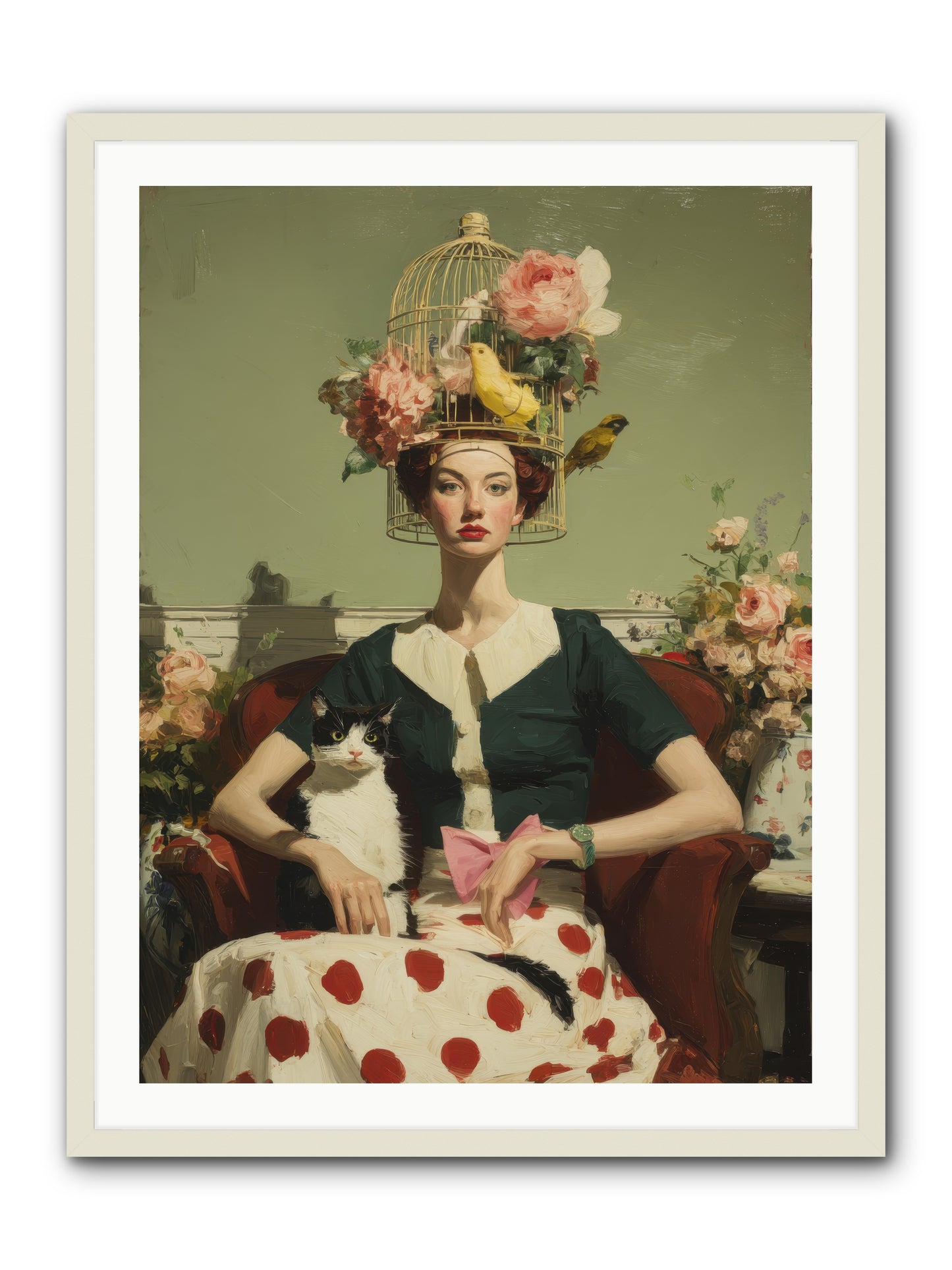 Gardenia & the Telephone Line -- Framed Print - White 30x40