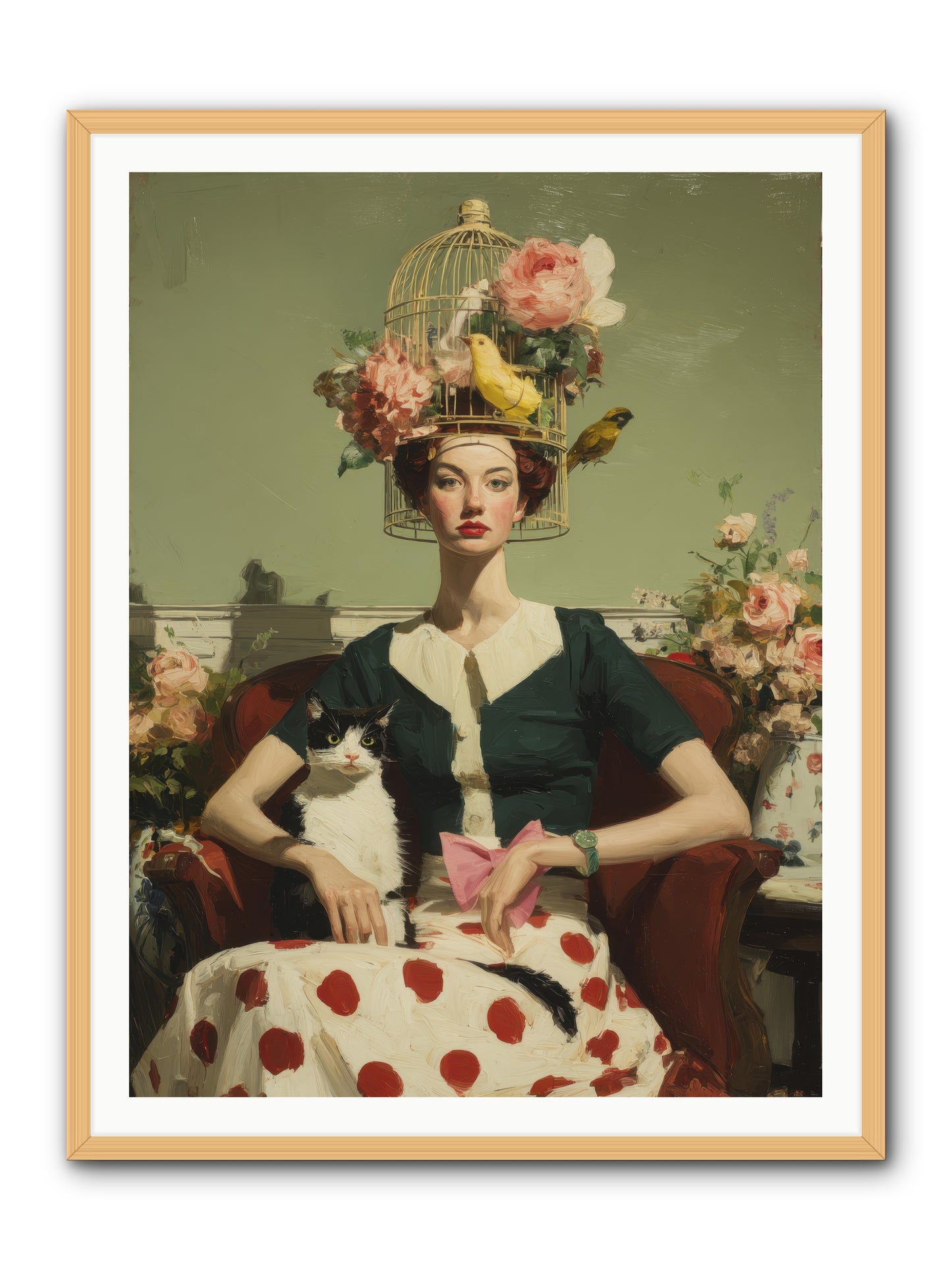 Gardenia & the Telephone Line -- Framed Print - Natural 36x48