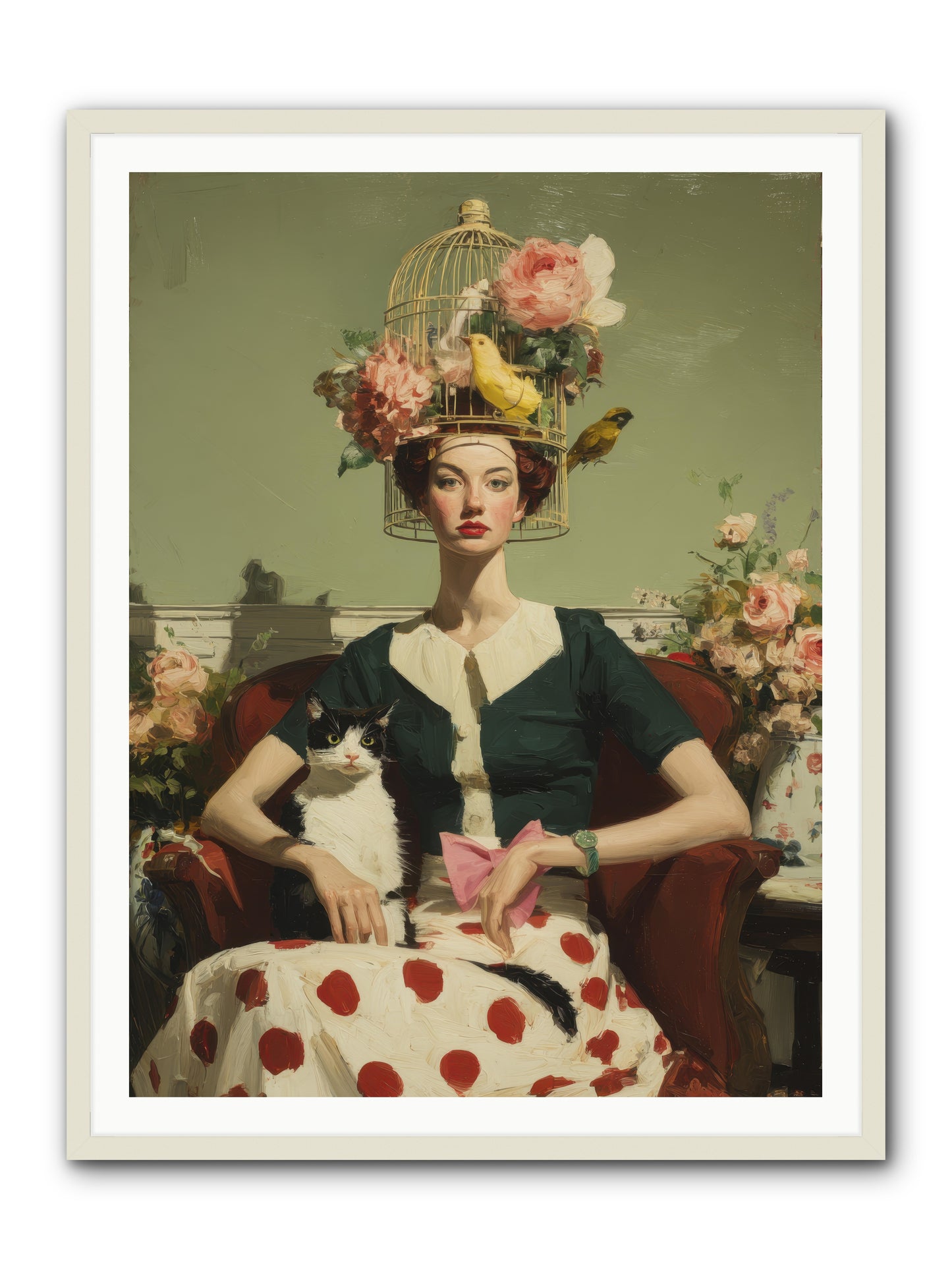 Gardenia & the Telephone Line -- Framed Print - White 36x48