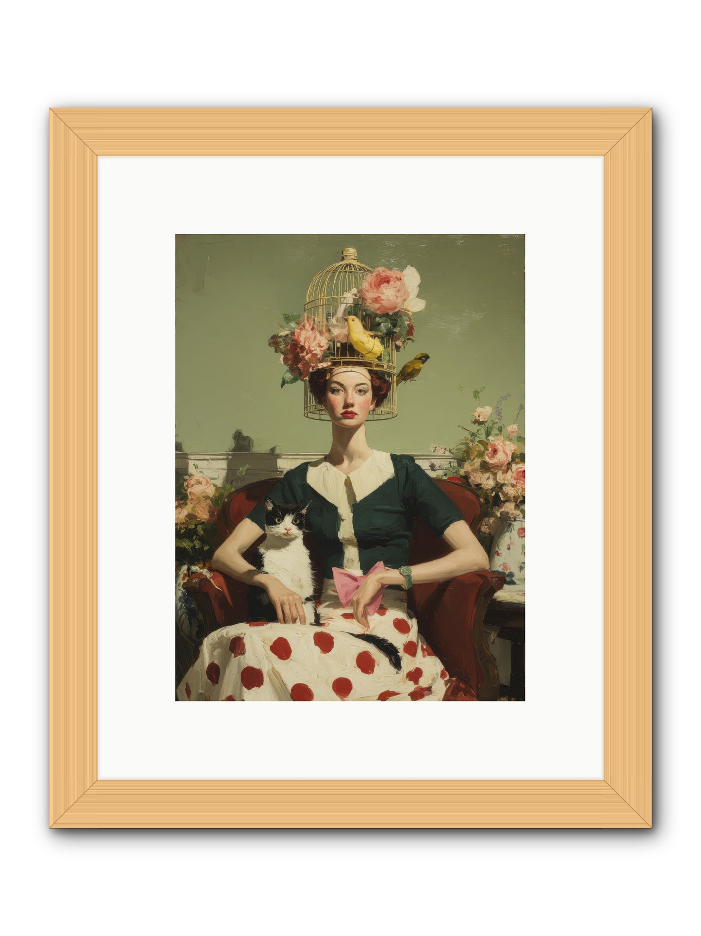 Gardenia & the Telephone Line -- Framed Print - Natural 9x12
