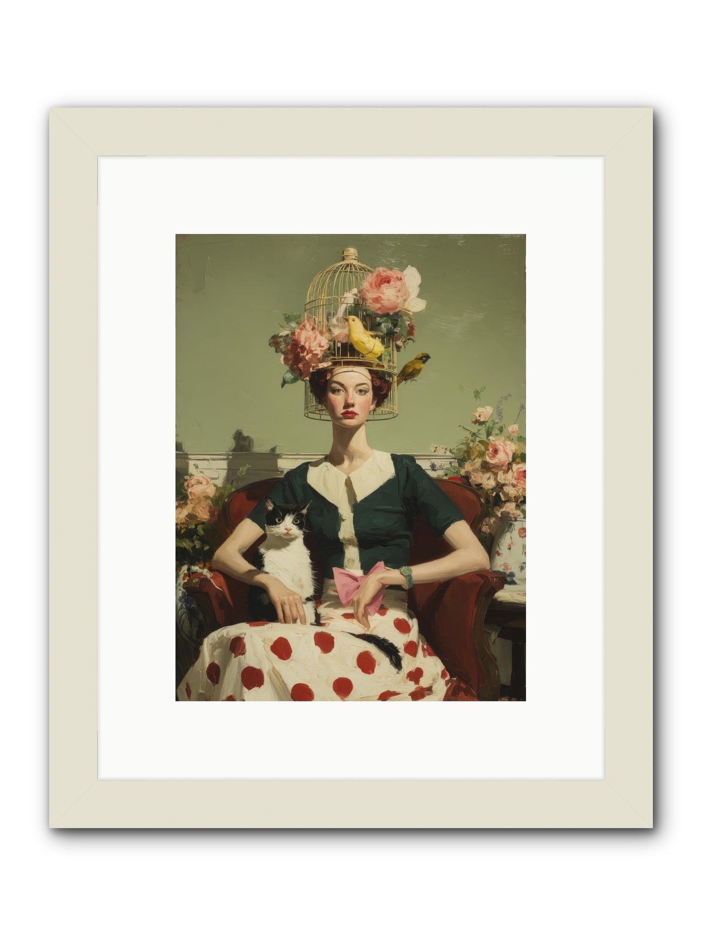 Gardenia & the Telephone Line -- Framed Print - White 9x12
