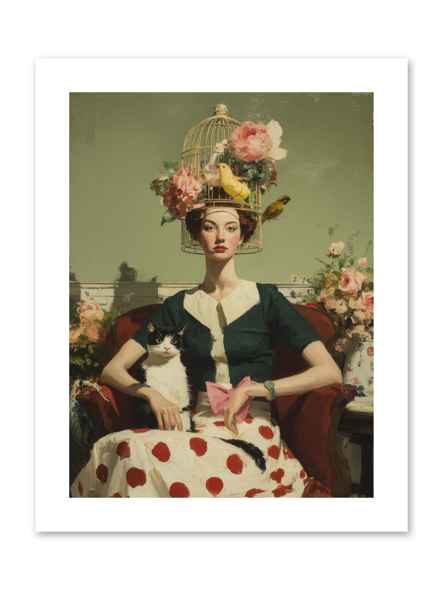 Gardenia & the Telephone Line -- Loose Canvas Print 9x12