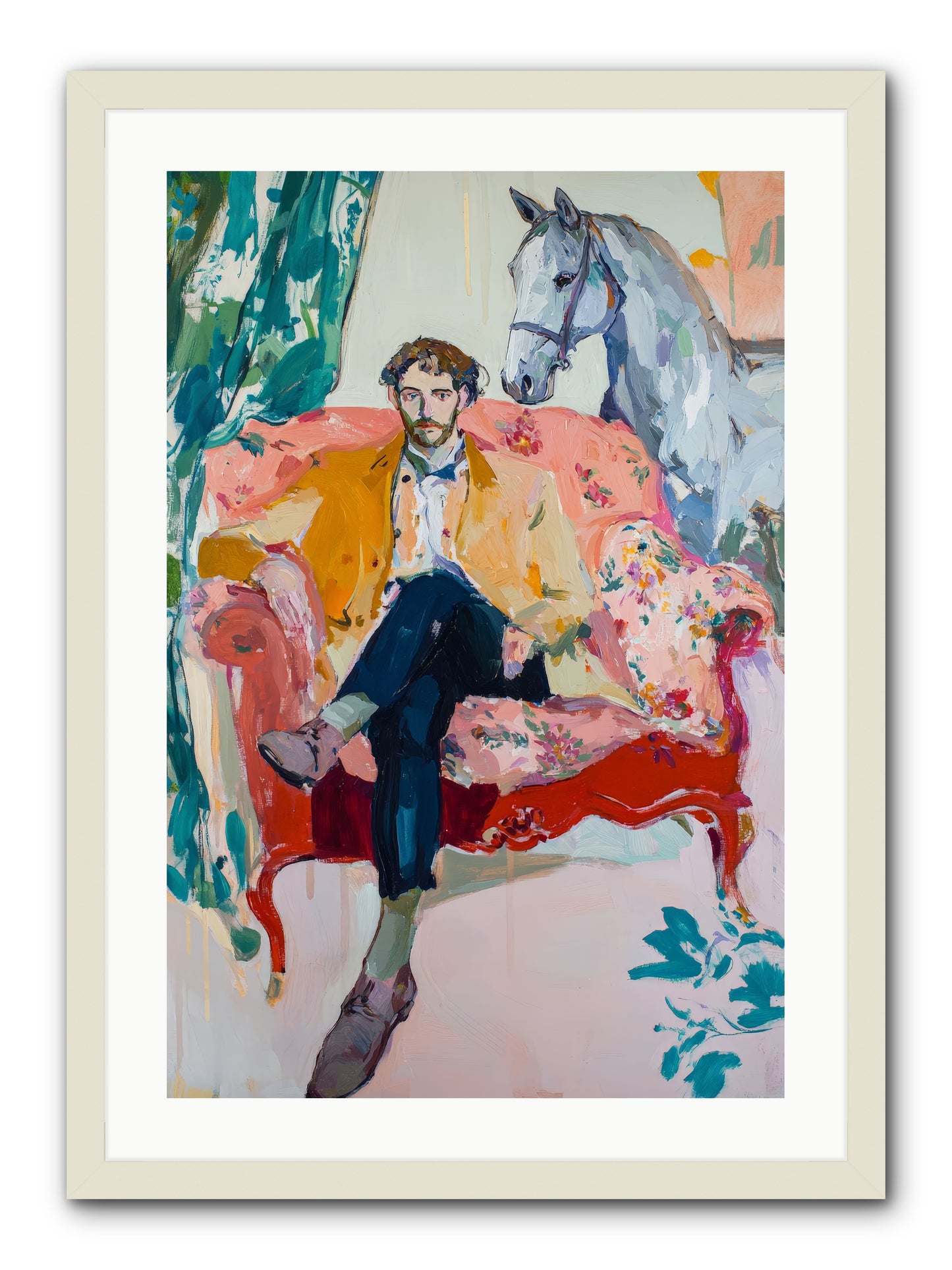 Gentleman Rider -- Framed Print - White 20x30