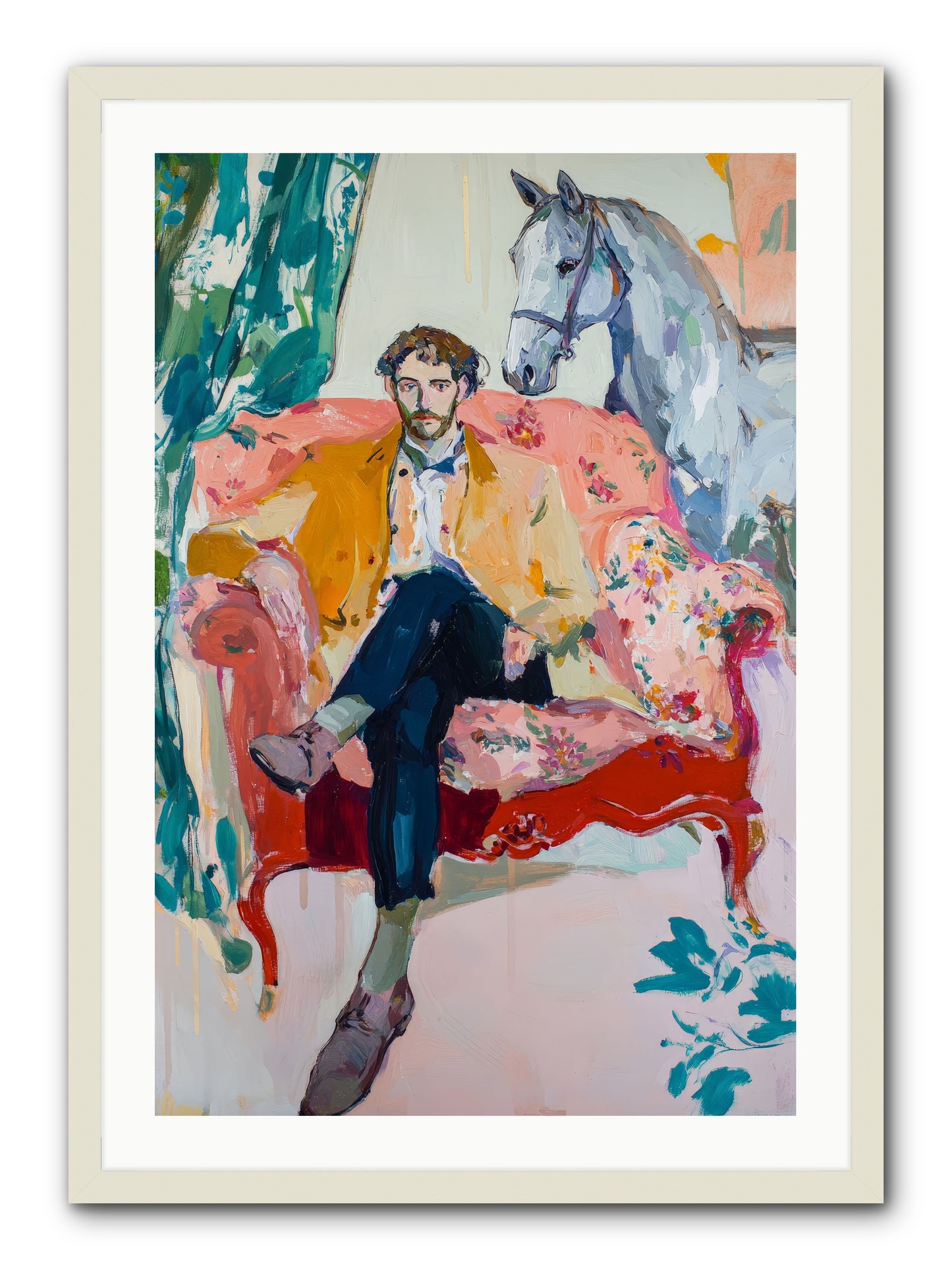 Gentleman Rider -- Framed Print - White 24x36