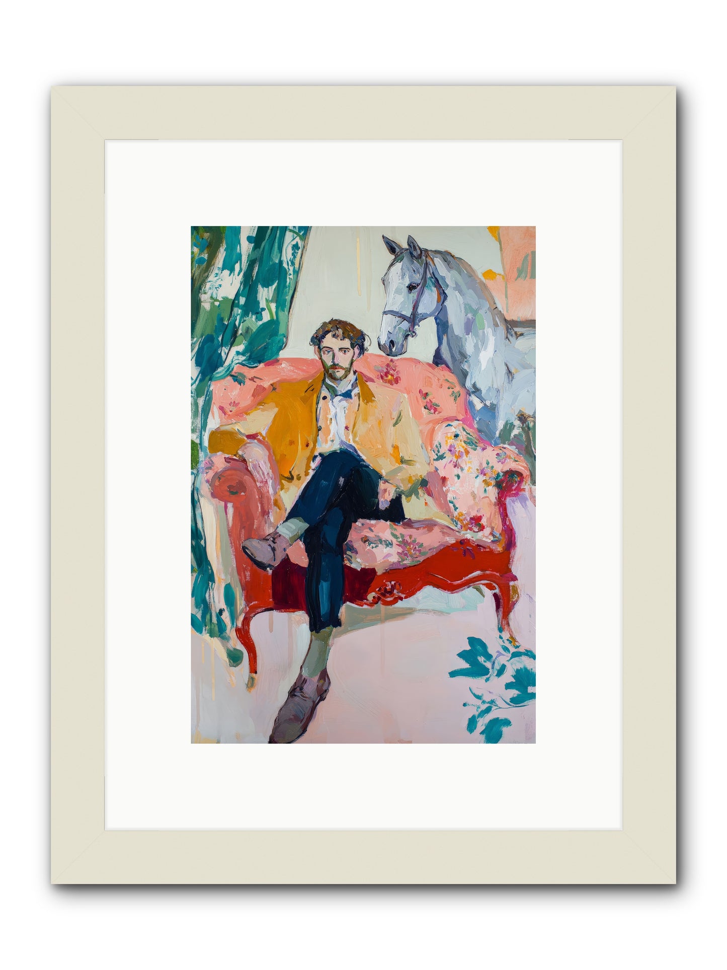 Gentleman Rider -- Framed Print - White 8x12