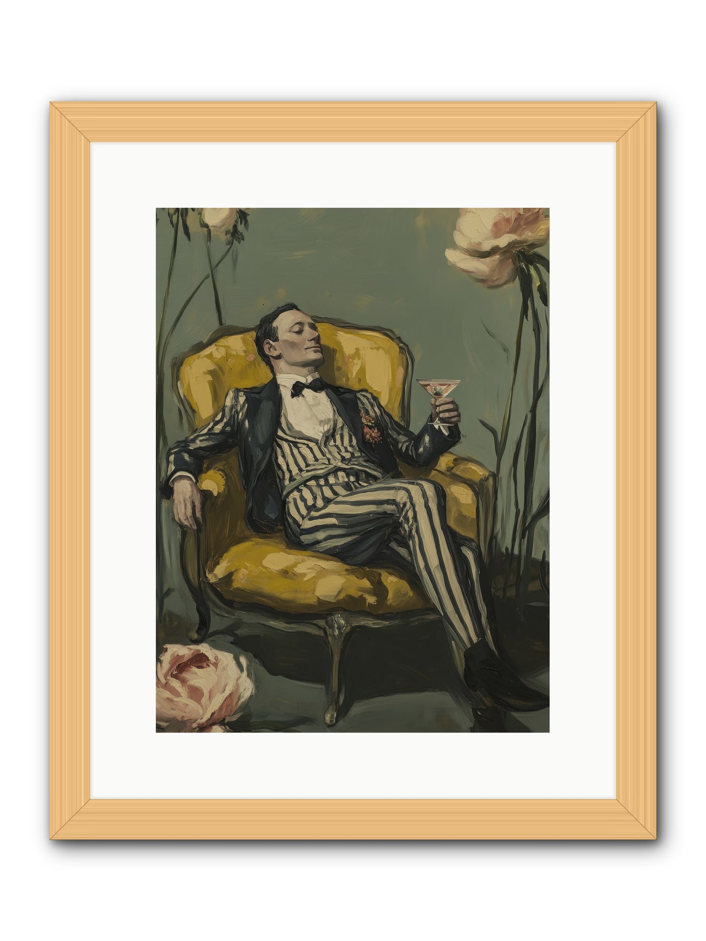 Gin & Roses -- Framed Print - Natural 12x16