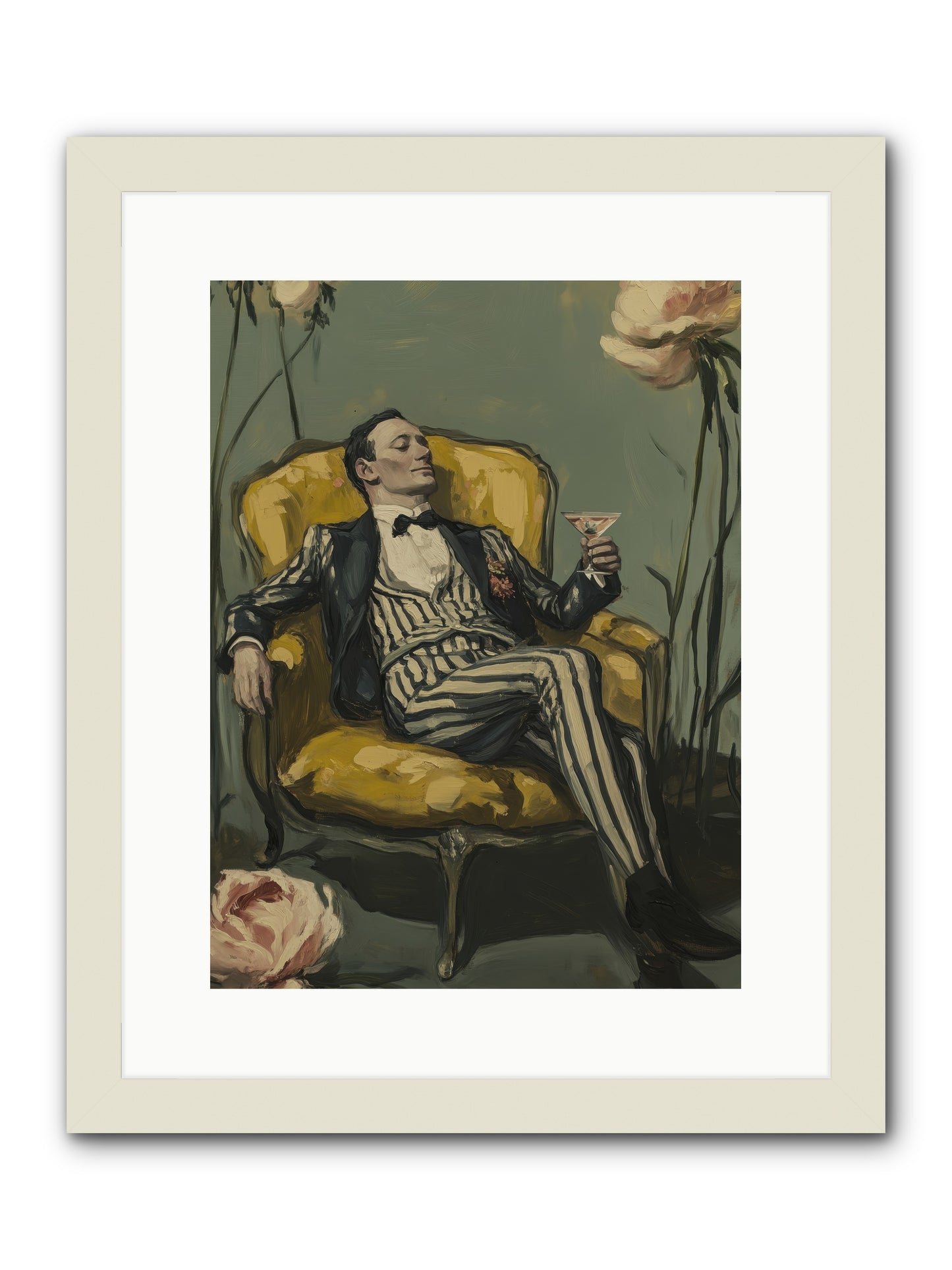 Gin & Roses -- Framed Print - White 12x16