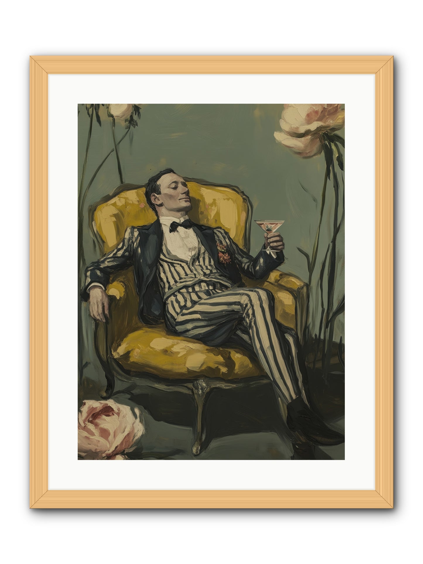 Gin & Roses -- Framed Print - Natural 18x24