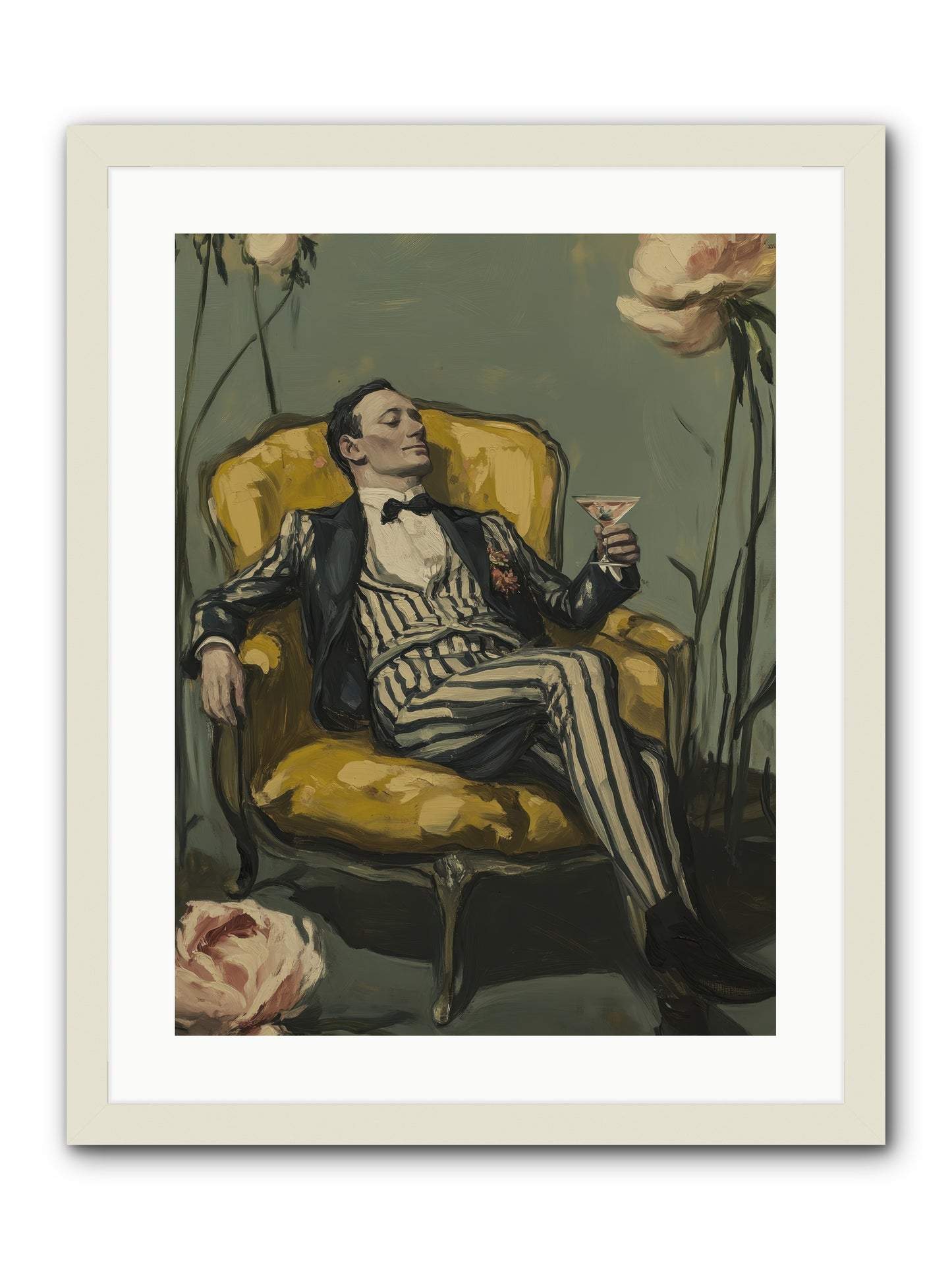 Gin & Roses -- Framed Print - White 18x24