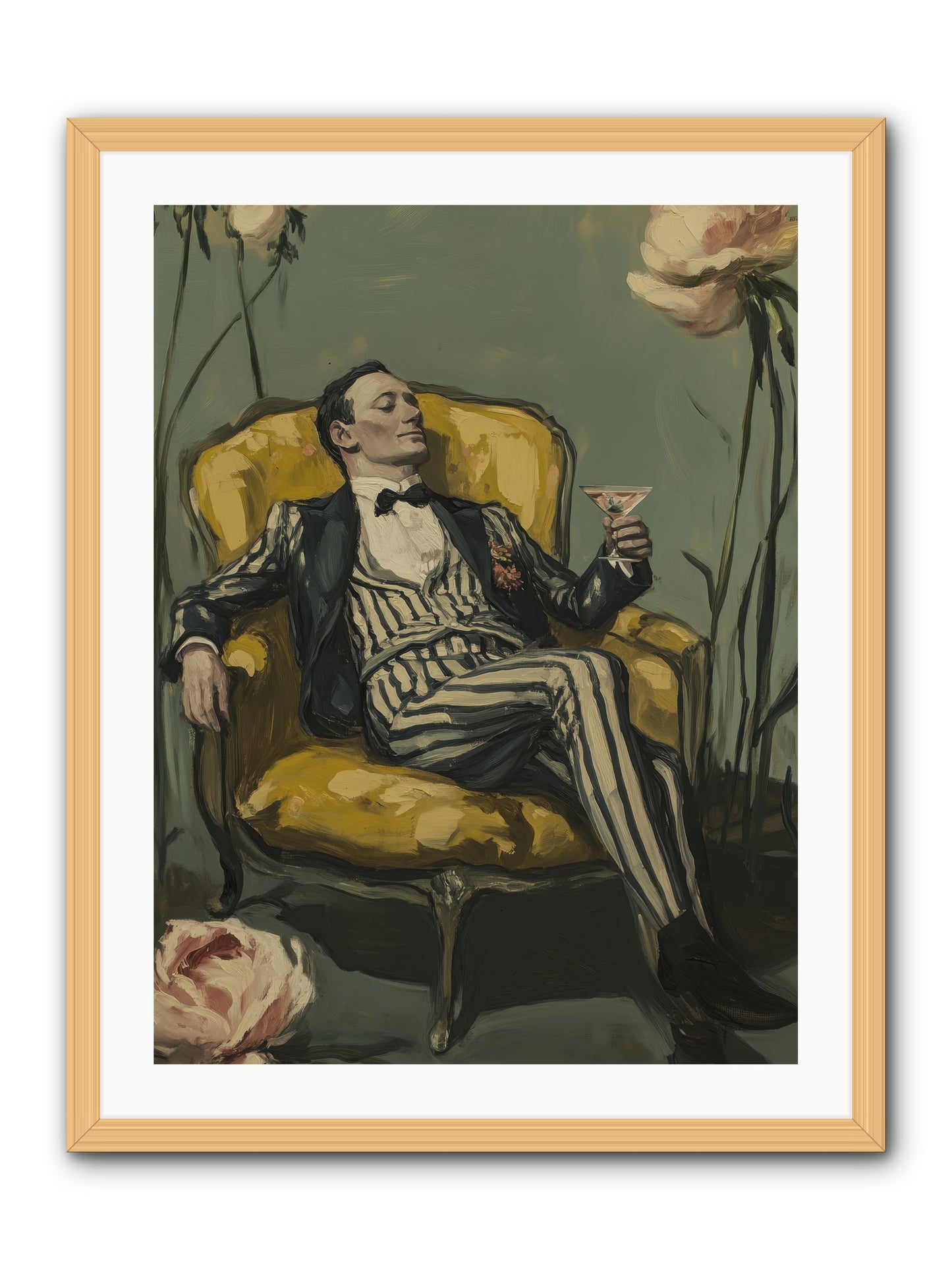 Gin & Roses -- Framed Print - Natural 24x32