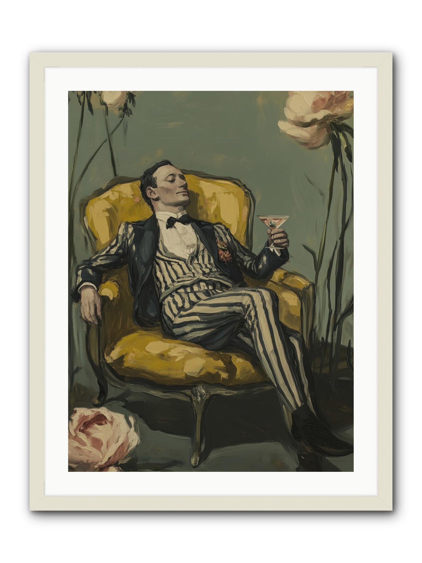 Gin & Roses -- Framed Print - White 24x32