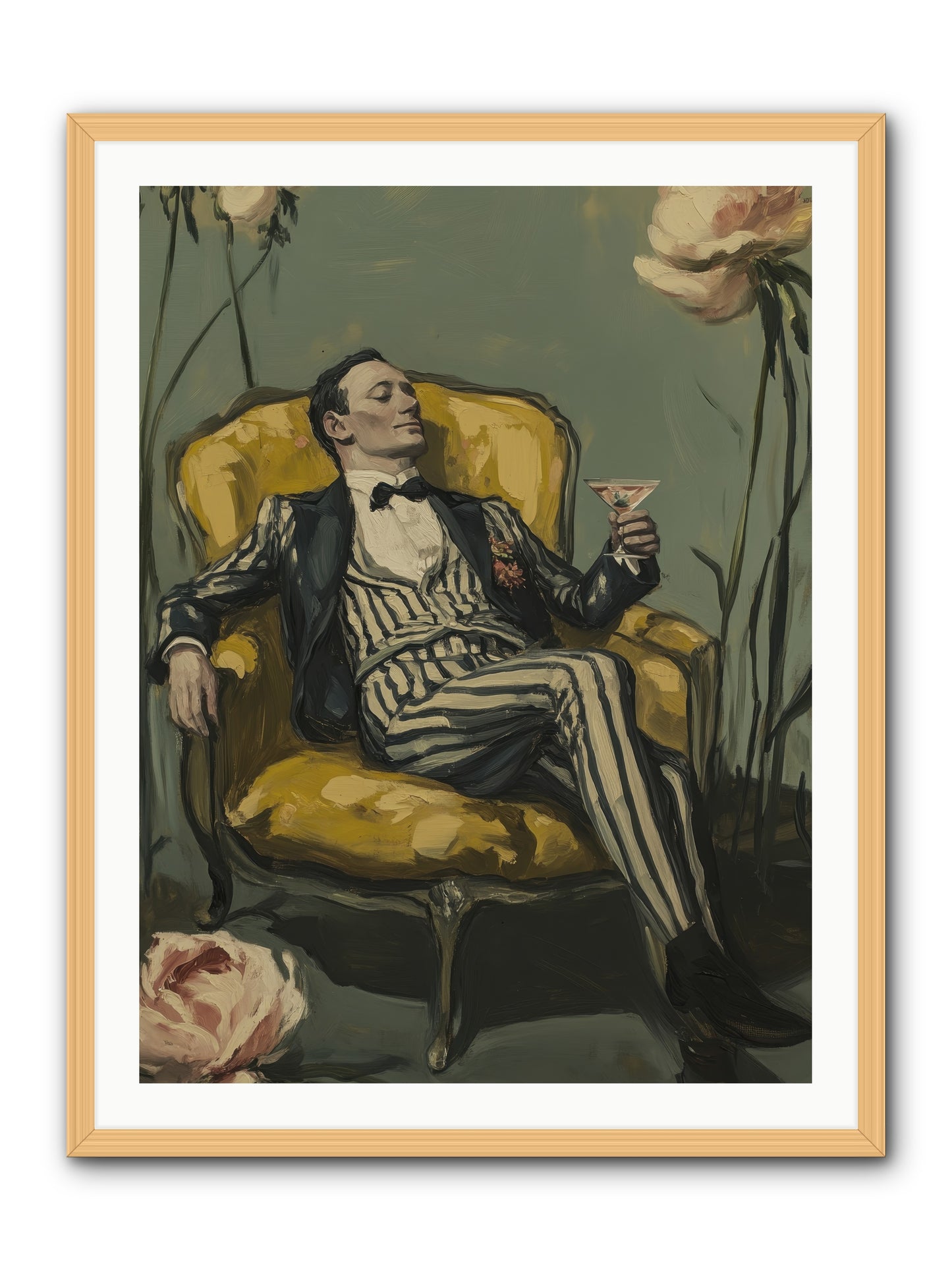 Gin & Roses -- Framed Print - Natural 30x40
