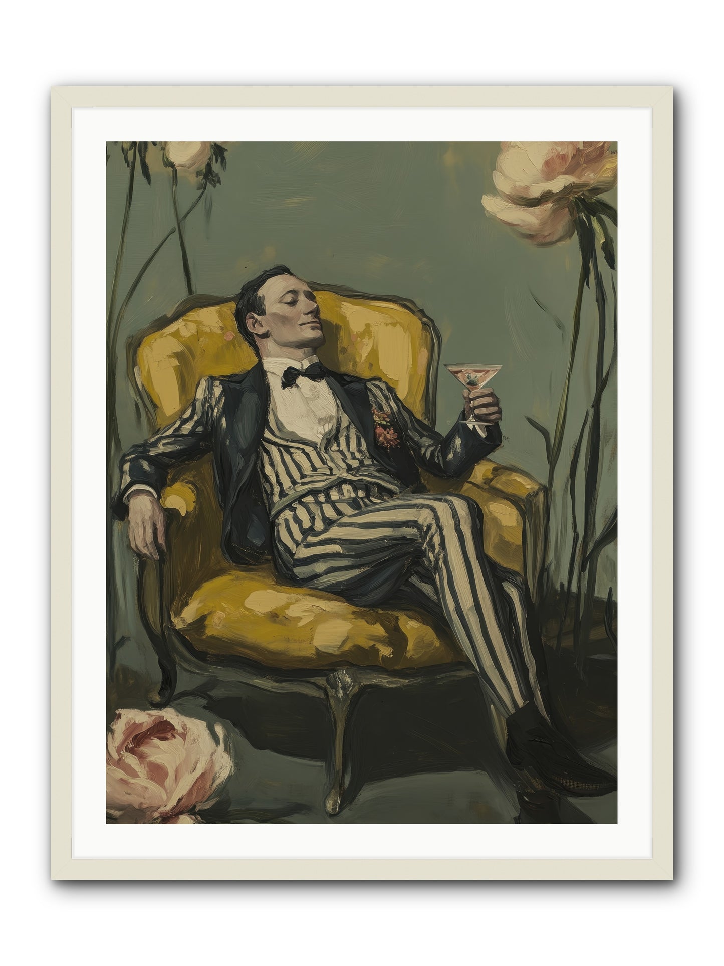 Gin & Roses -- Framed Print - White 30x40