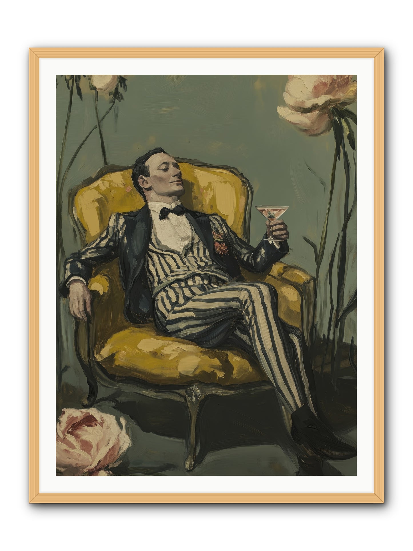 Gin & Roses -- Framed Print - Natural 36x48