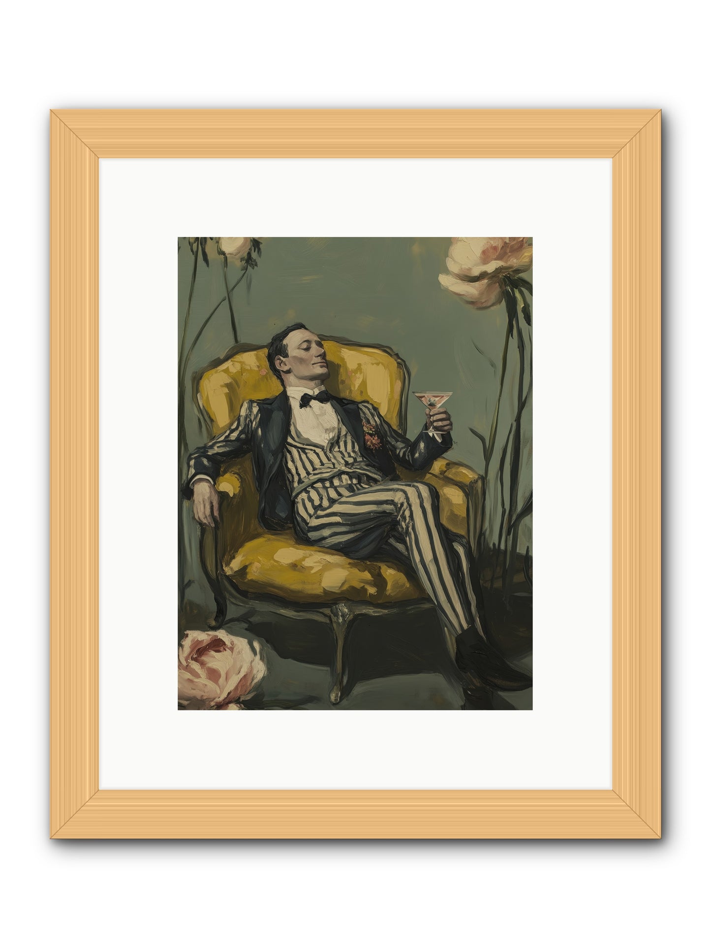 Gin & Roses -- Framed Print - Natural 9x12