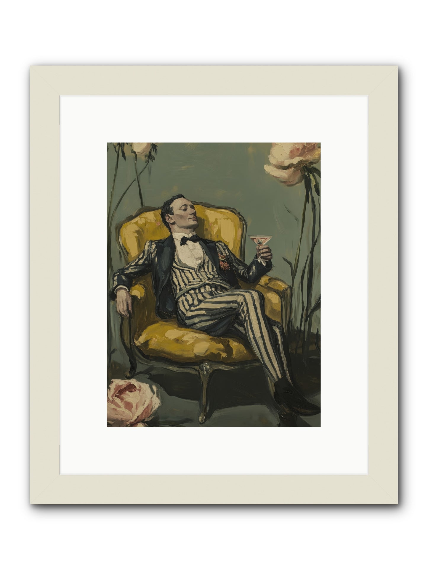 Gin & Roses -- Framed Print - White 9x12
