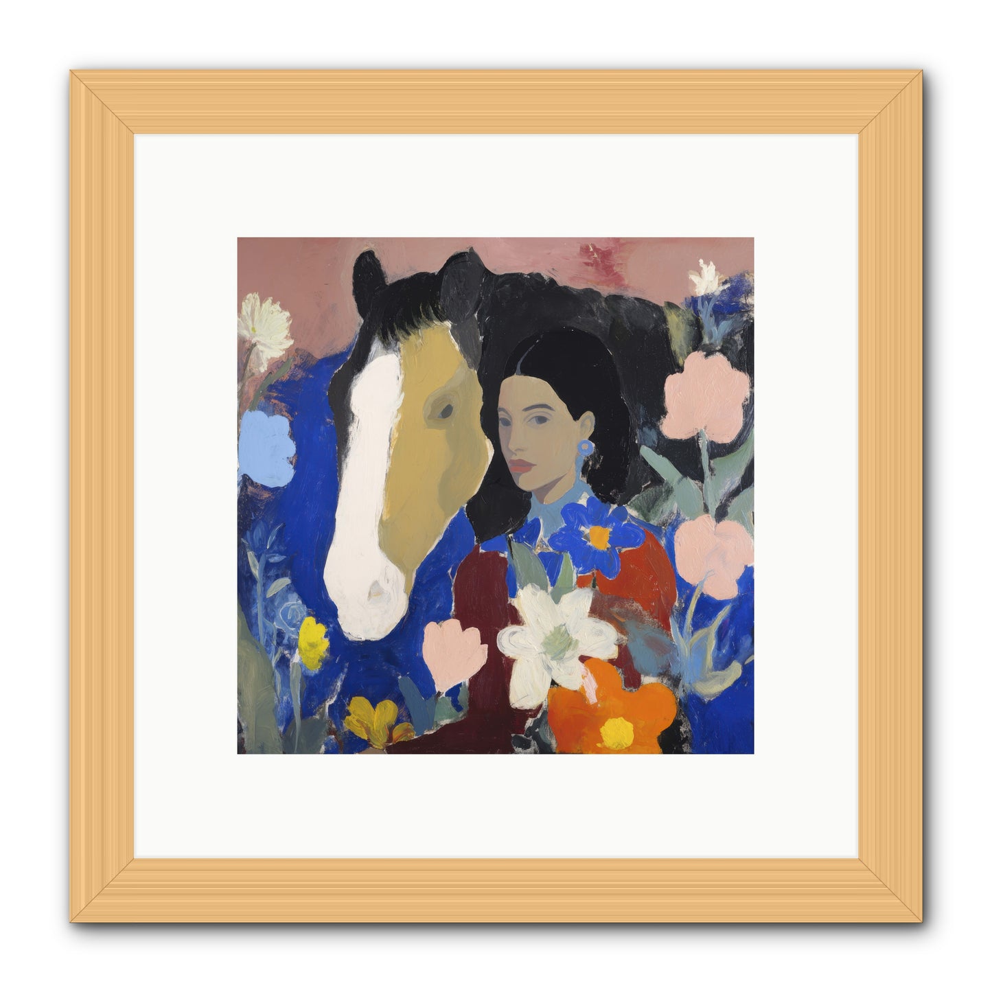 Golden Hour Riders -- Framed Print - Natural 10x10