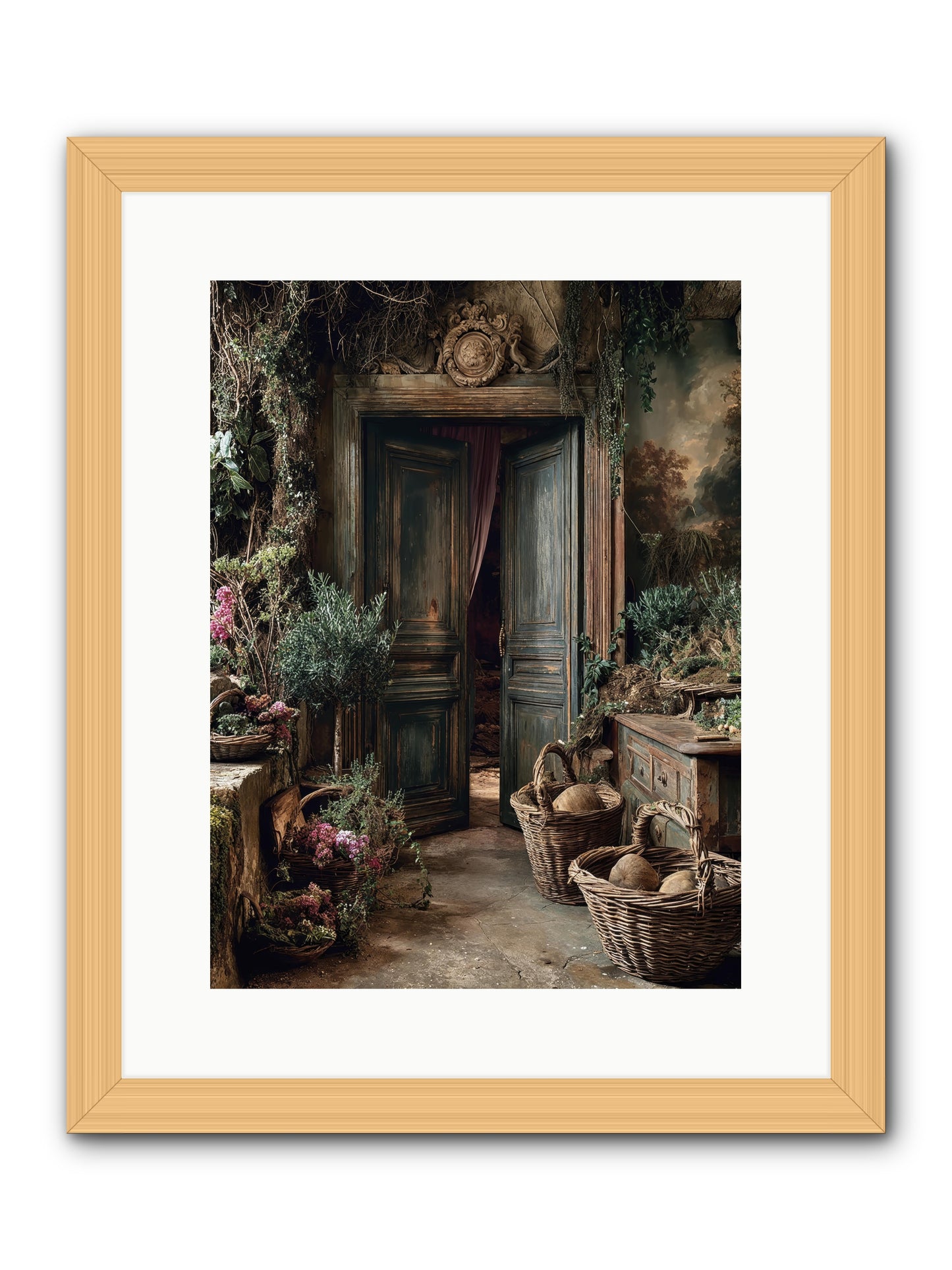 Golden hour abundance -- Framed Print - Natural 12x16