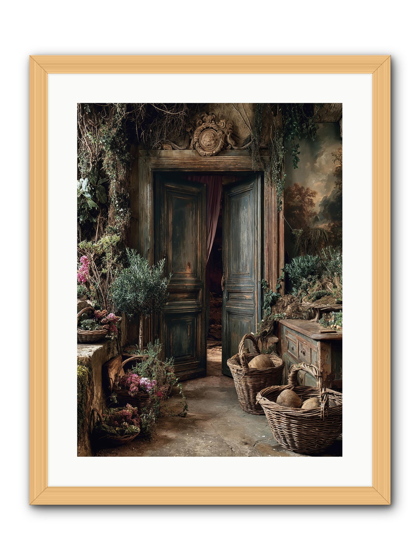 Golden hour abundance -- Framed Print - Natural 18x24