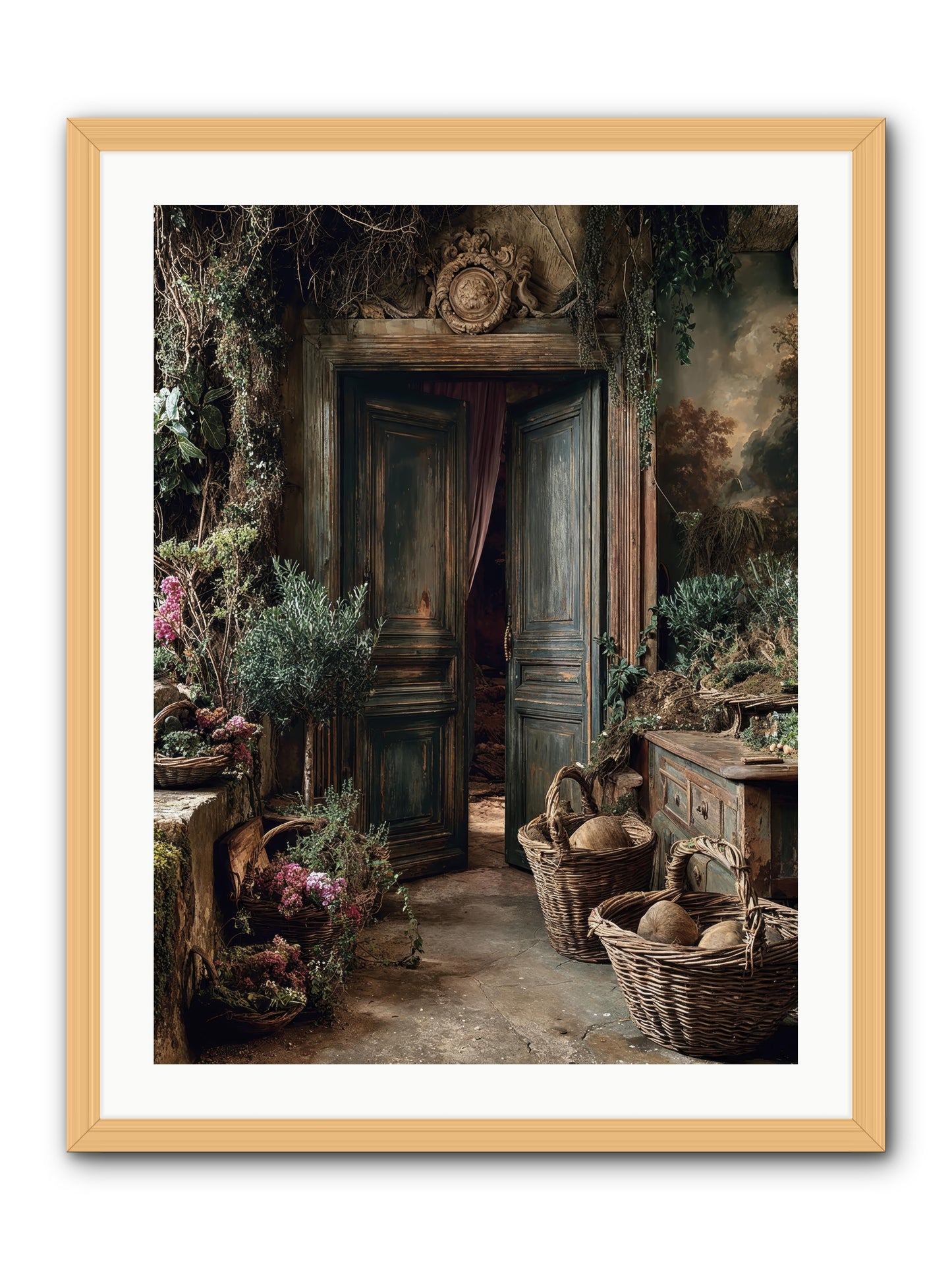 Golden hour abundance -- Framed Print - Natural 24x32